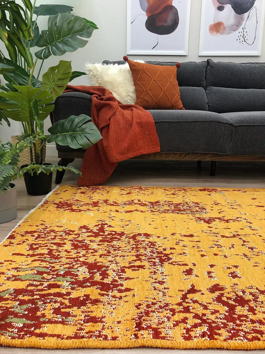 Kırmızı Yeşil Çift Taraflı Modern Yıkanabilir Antibakteriyel Halı-Pera Halı