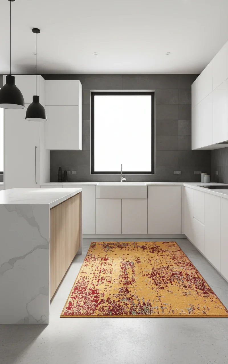 Kırmızı Yeşil Çift Taraflı Modern Yıkanabilir Antibakteriyel Halı-Pera Halı