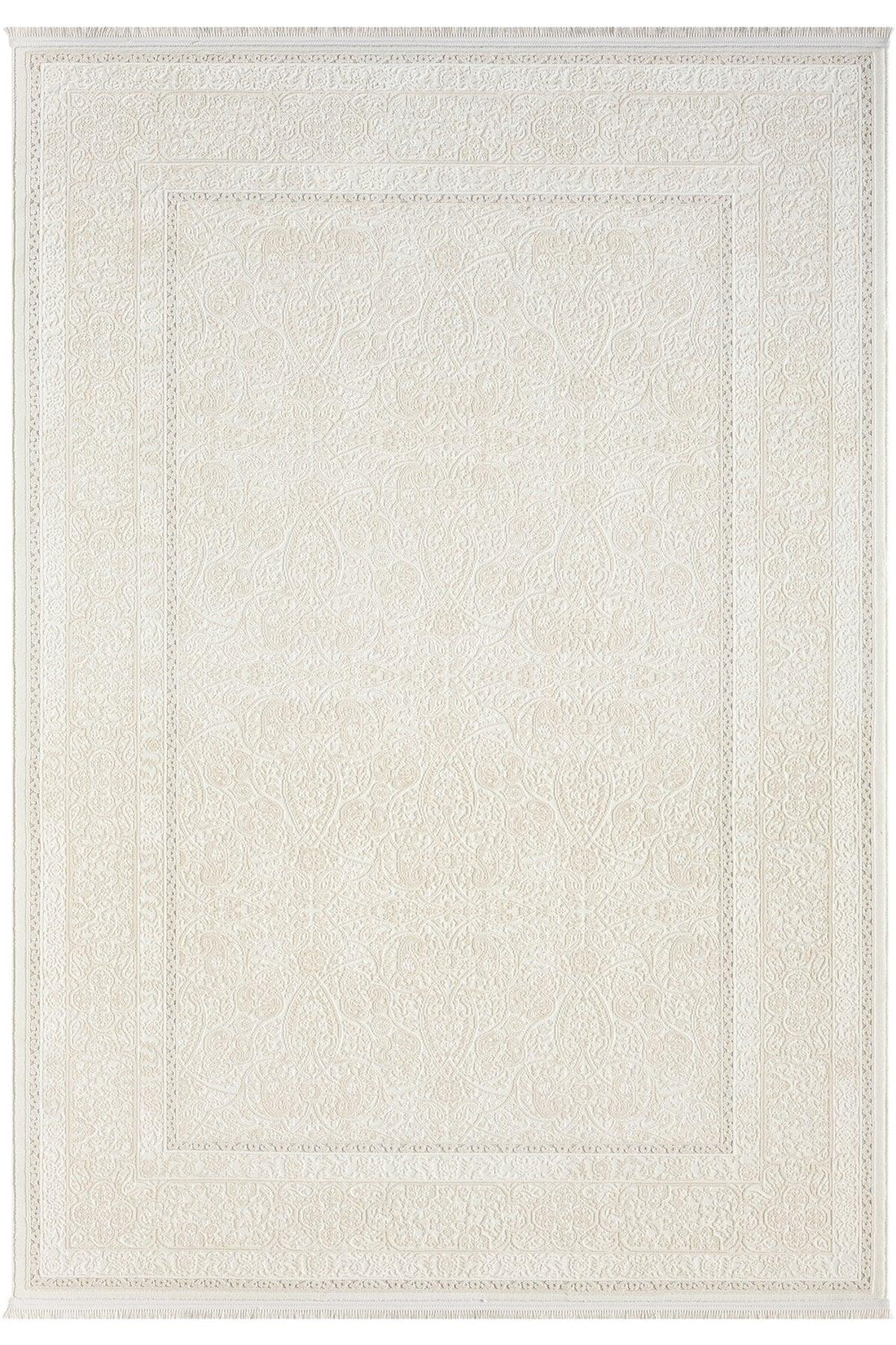 Klasik Desenli Krem Bej Yıkanabilir Halısı