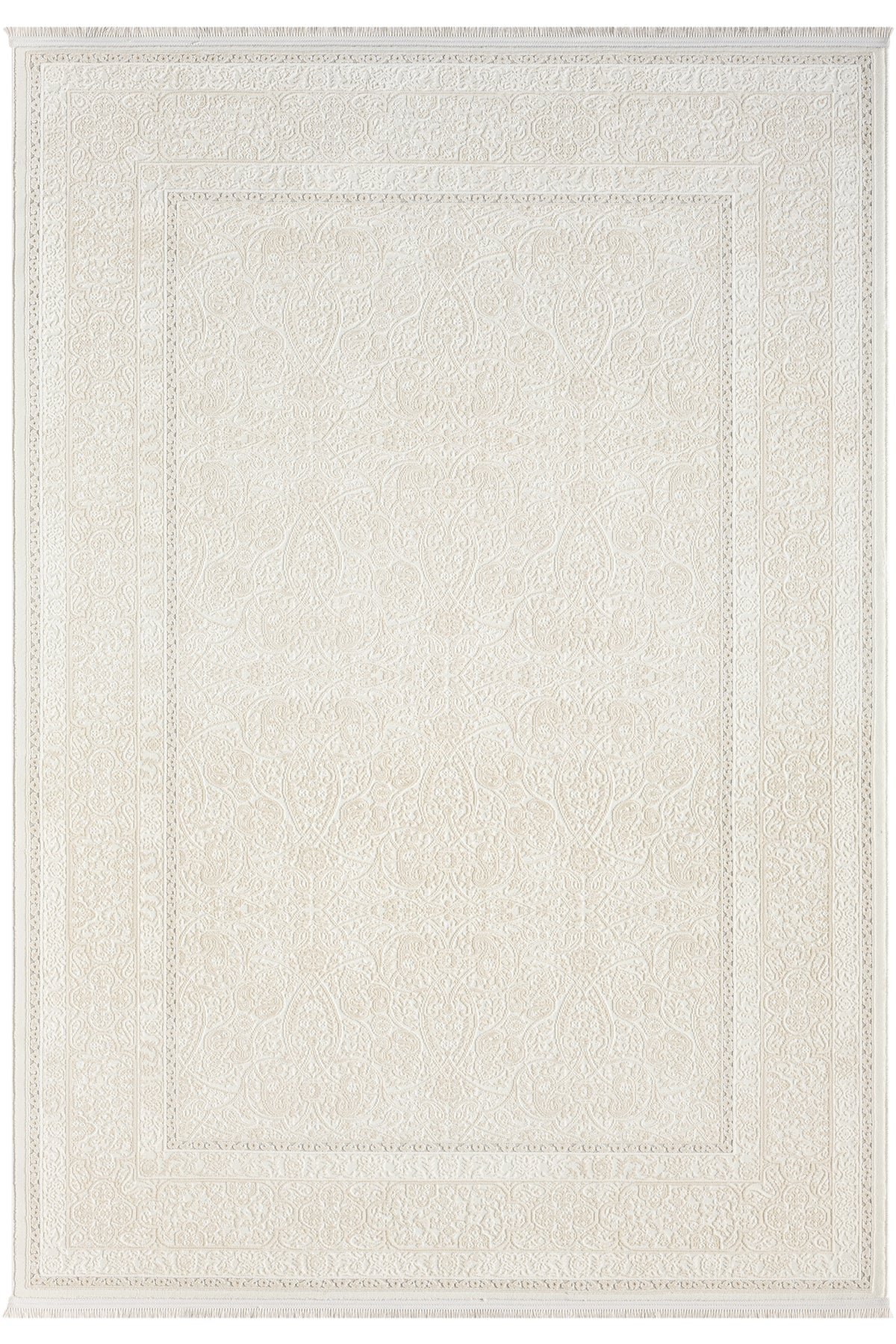 Klasik Desenli Krem Bej Yıkanabilir Halısı-Pera Halı