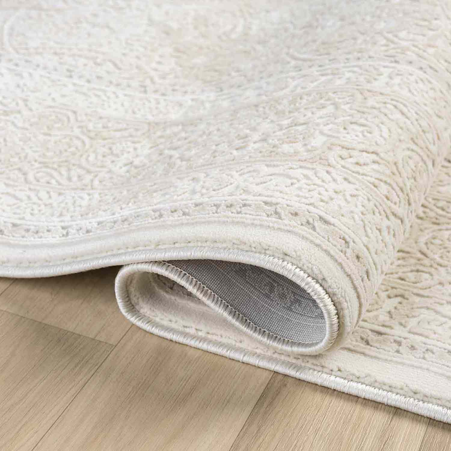 Klasik Desenli Krem Bej Yıkanabilir Halısı-Pera Halı