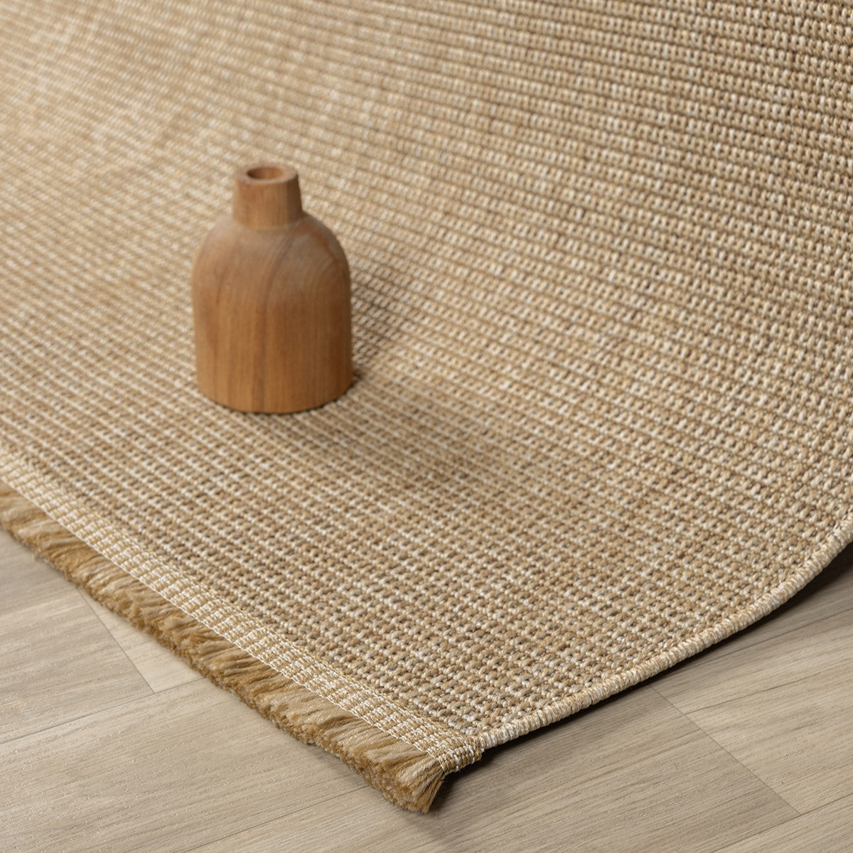 Koyu Bej Jüt Hasır Görünümlü Modern Halı-Pera Halı