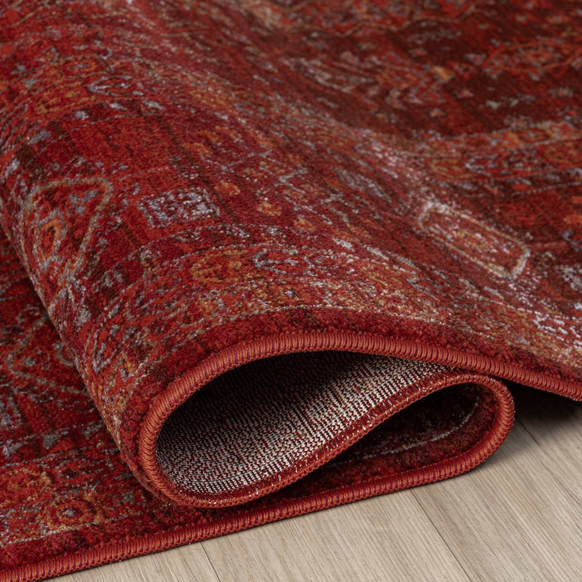 Koyu Bordo Kırmızı Otantik Vintage Desenli Halı-Pera Halı