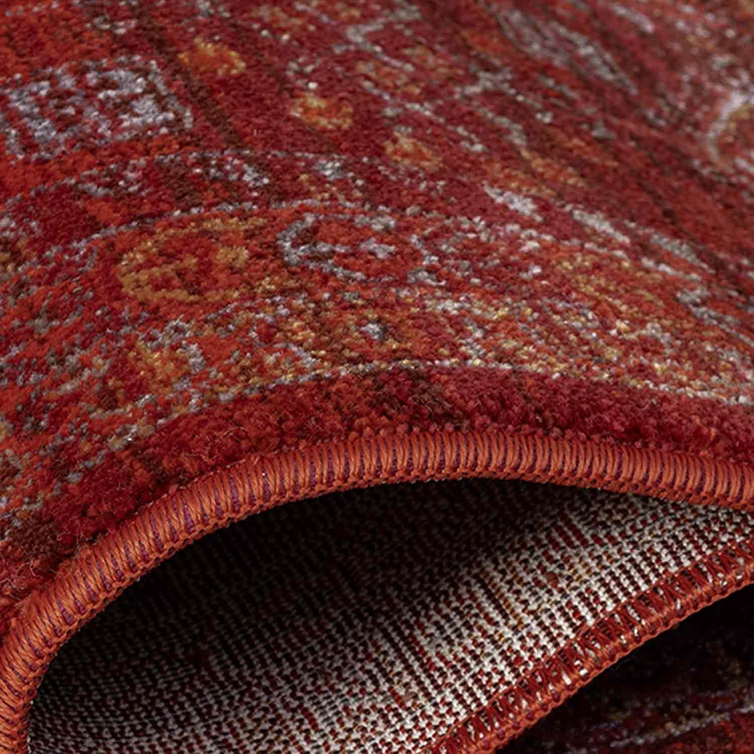 Koyu Bordo Kırmızı Otantik Vintage Desenli Halı