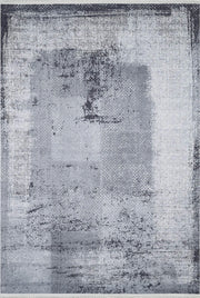 Koyu Gri Beyaz Soyut Eskitme Yıkanabilir Halı-Pera Halı