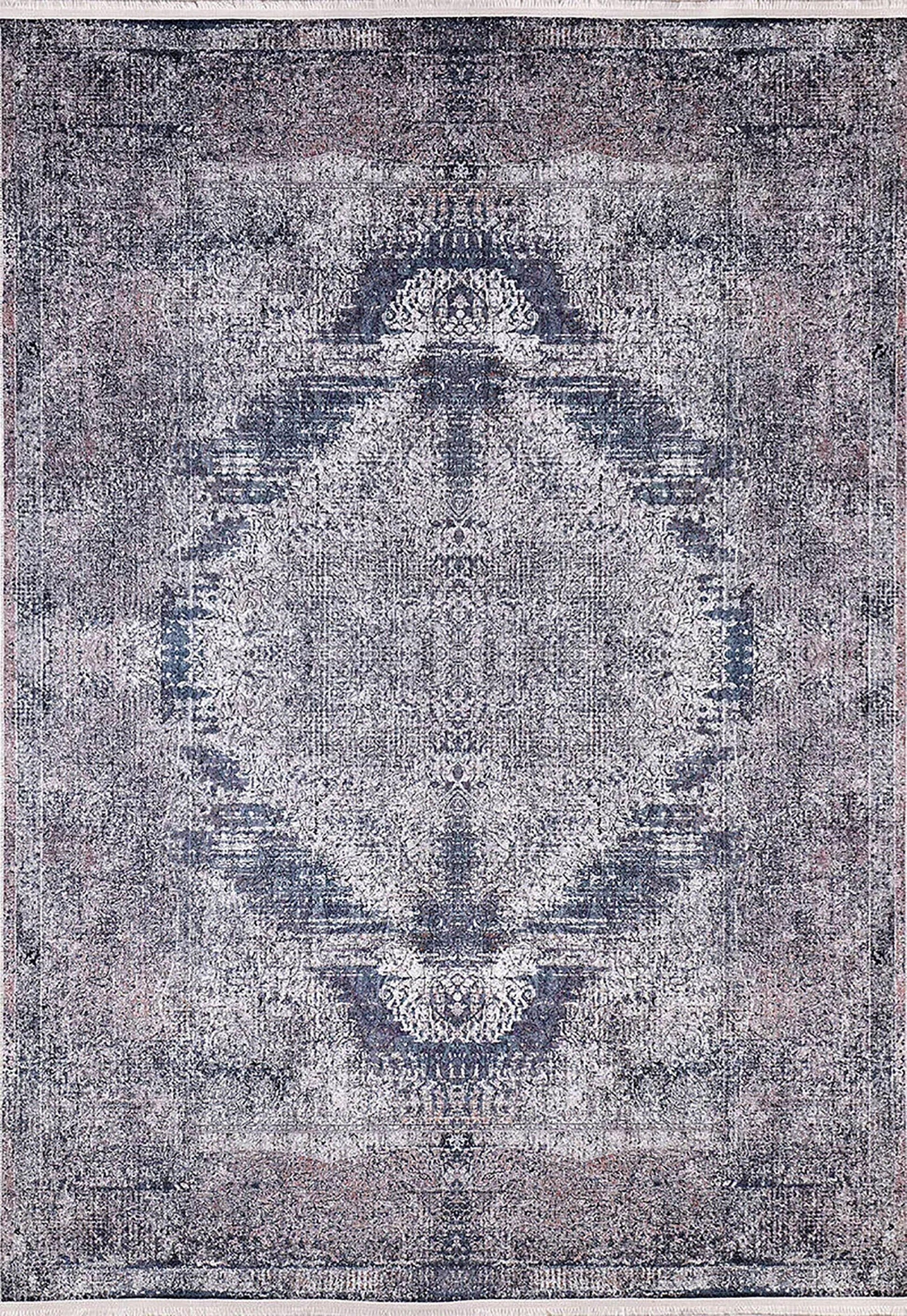 Koyu Gri Mavi Eskitme Vintage Otantik Halı-Pera Halı