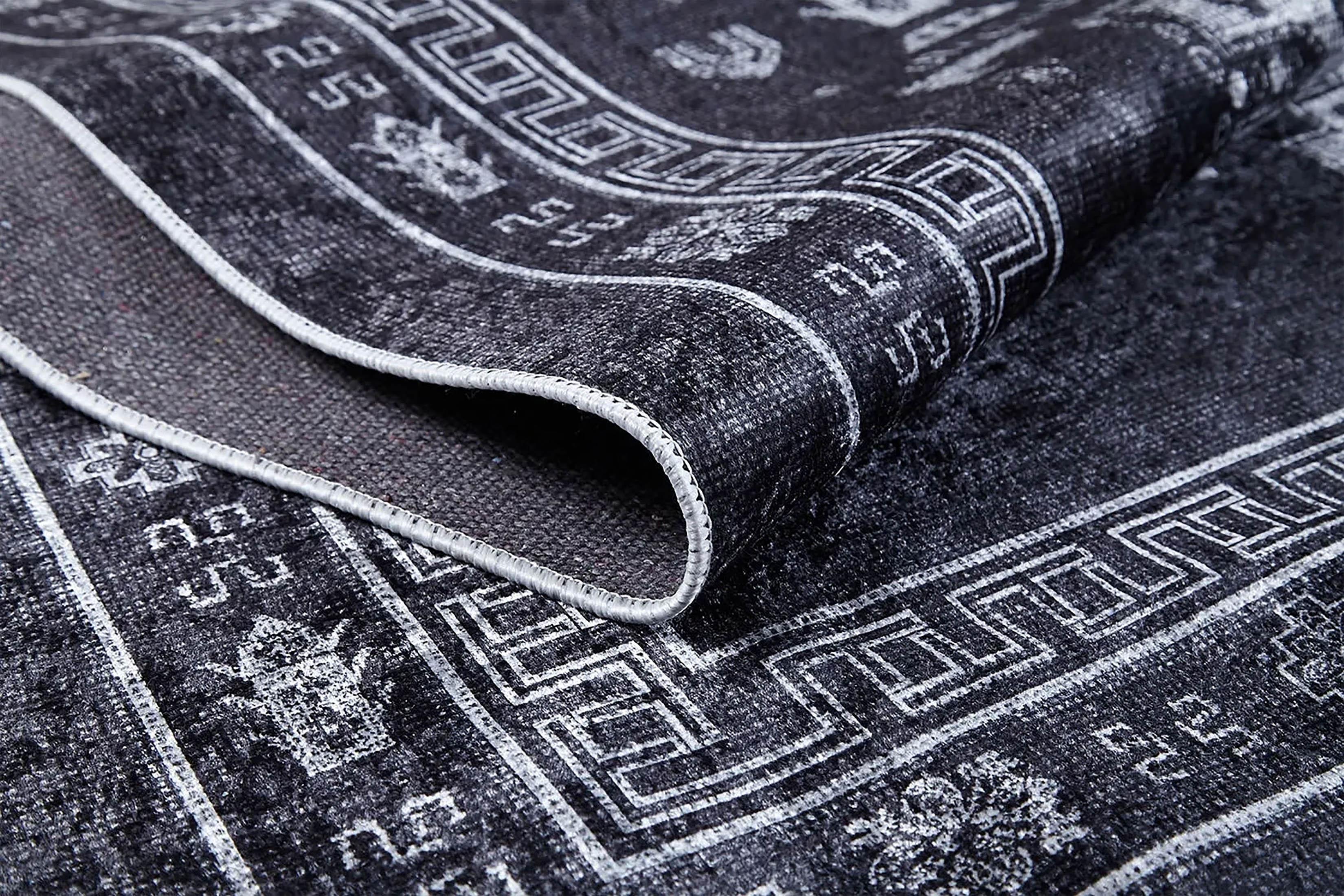 Koyu Gri Oryantal Madalyon Halı-Pera Halı