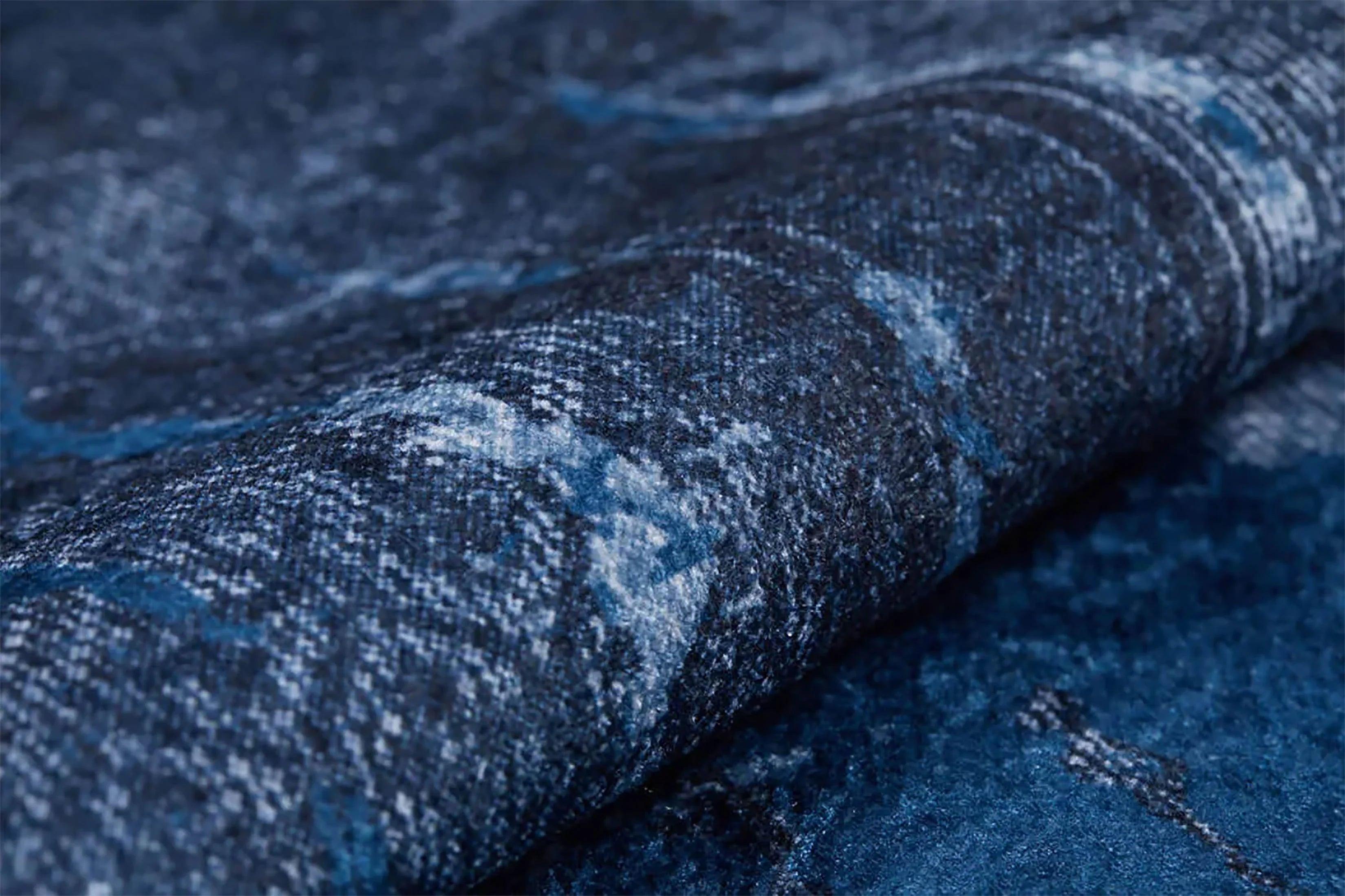 Koyu Mavi Beyaz Modern Halı-Pera Halı