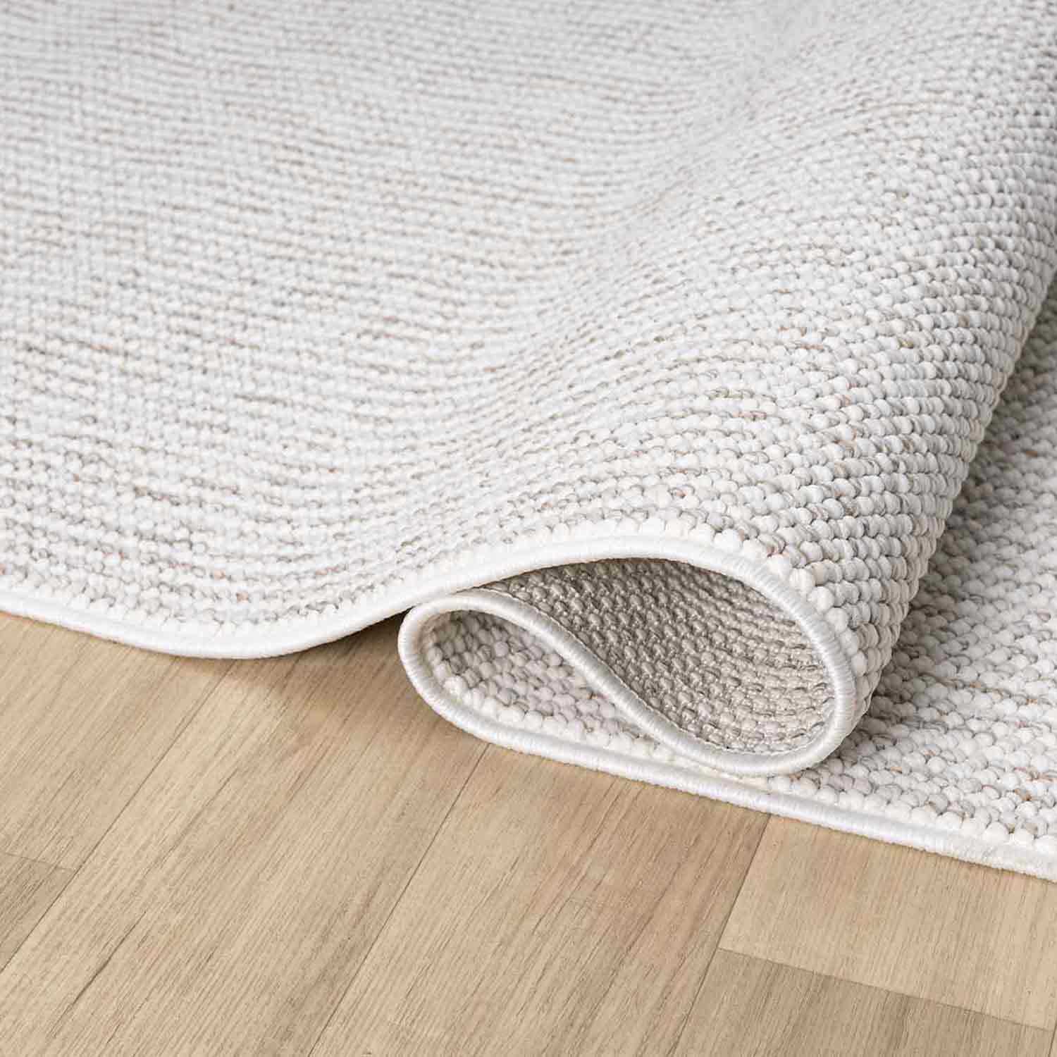 Krem Bej Bukle Dokulu Düz Renk Modern Halı-Pera Halı