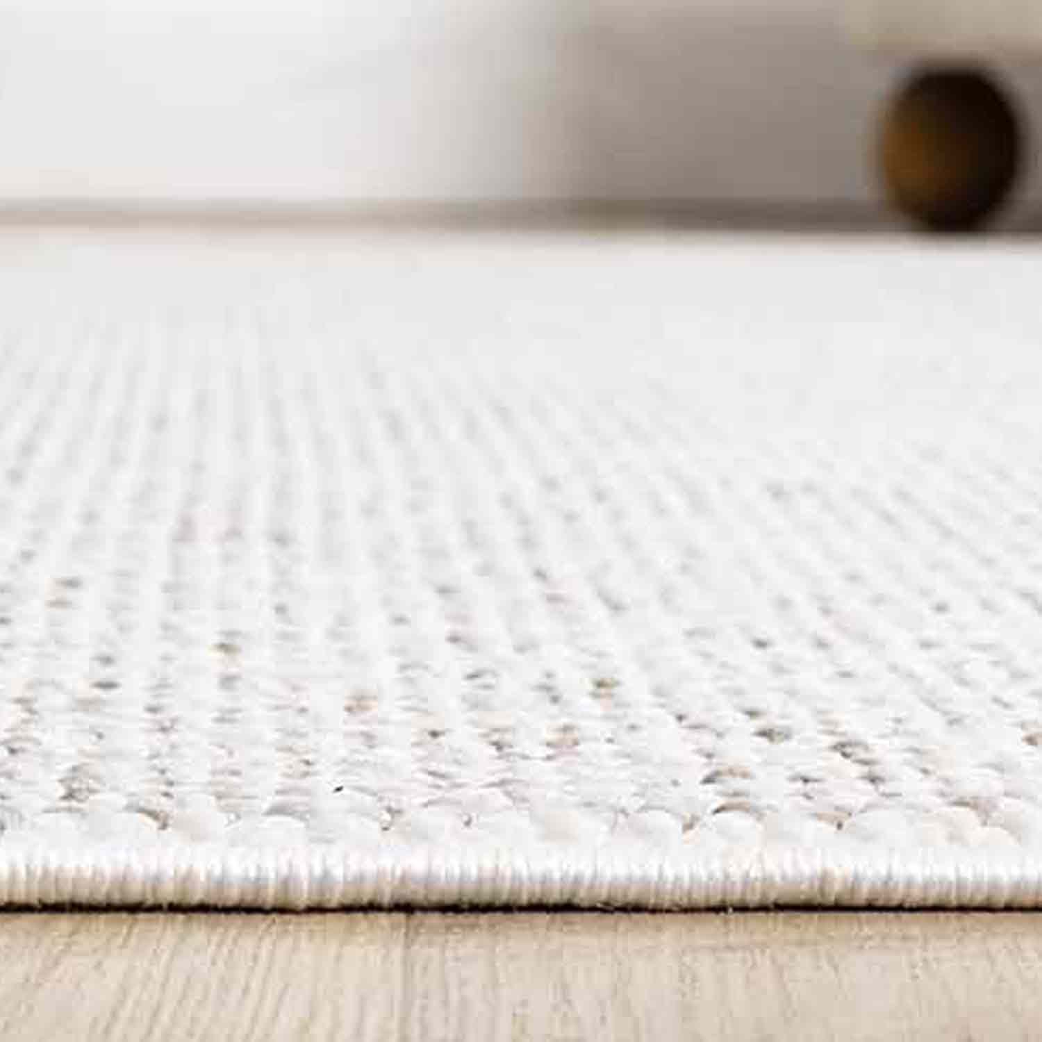 Krem Bej Bukle Dokulu Düz Renk Modern Halı-Pera Halı