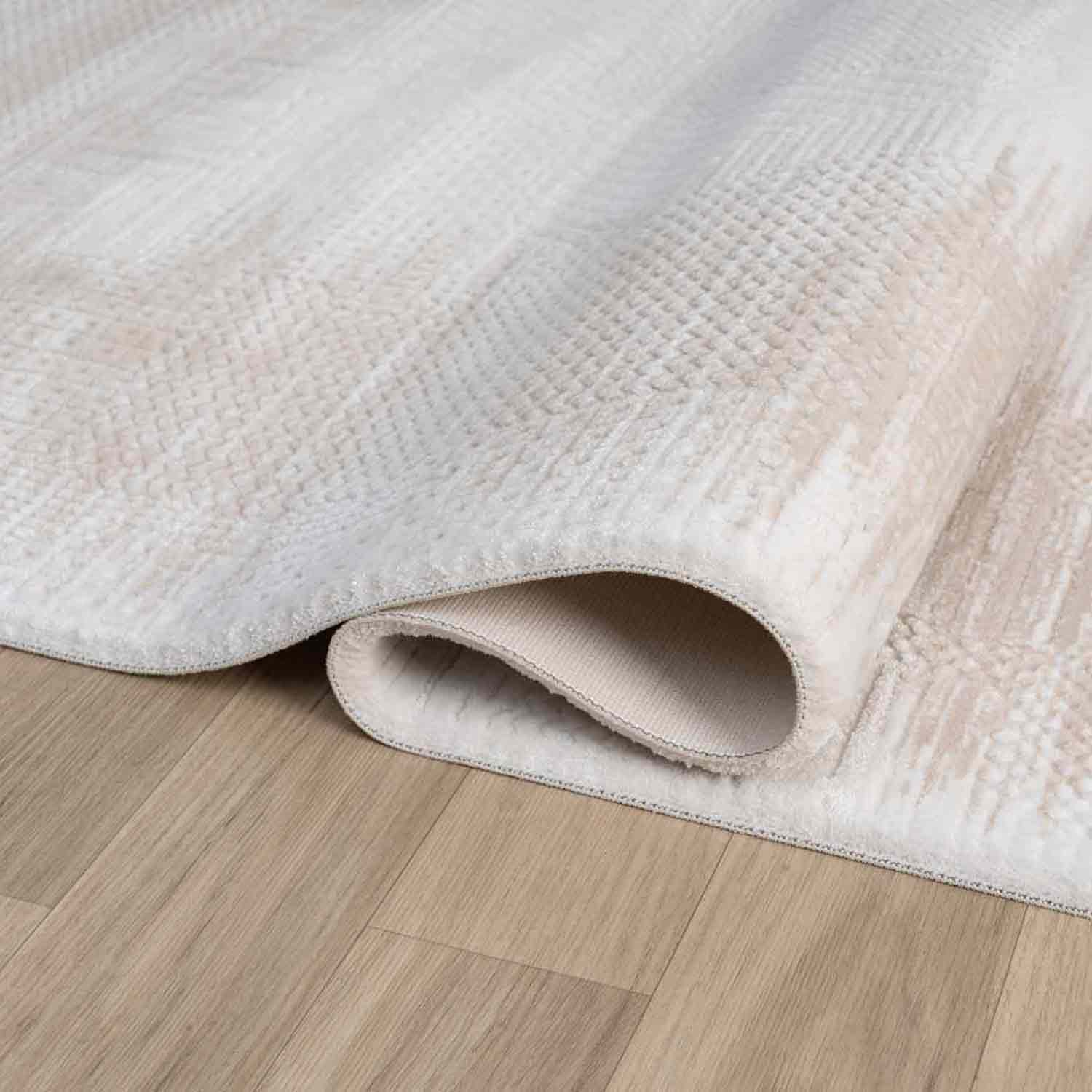 Krem Bej Eskitme Bordürlü Sade Modern Halı-Pera Halı