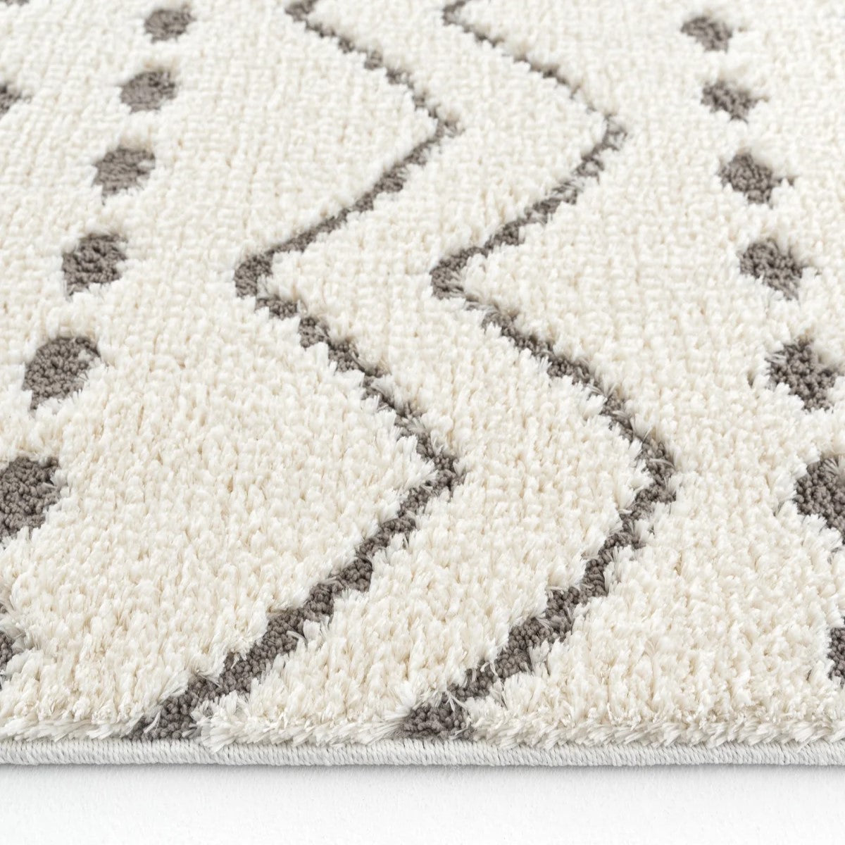 Krem Bej Etnik Geometrik Saçaklı Modern Halı-Pera Halı