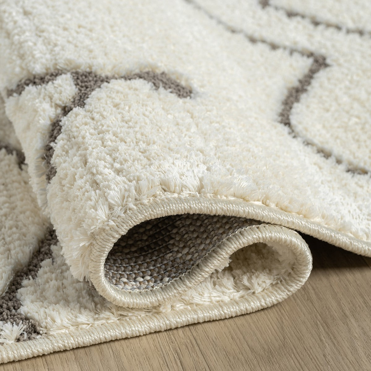 Krem Bej Etnik Geometrik Saçaklı Modern Halı-Pera Halı