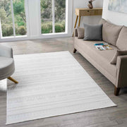 Krem Bej Etnik Şerit Desenli Halı-Pera Halı