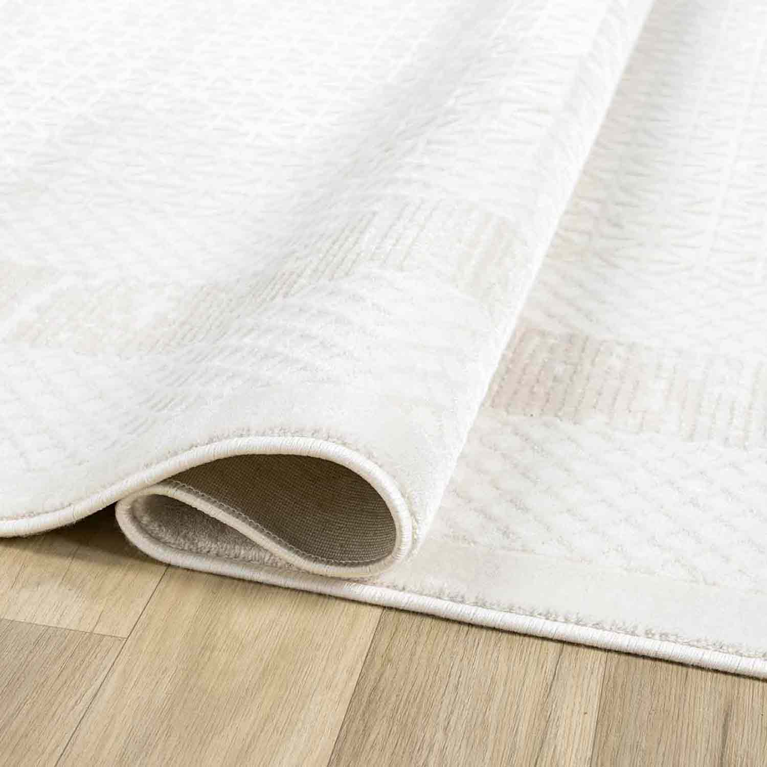 Krem Bej Geometrik Desenli Modern Halı-Pera Halı