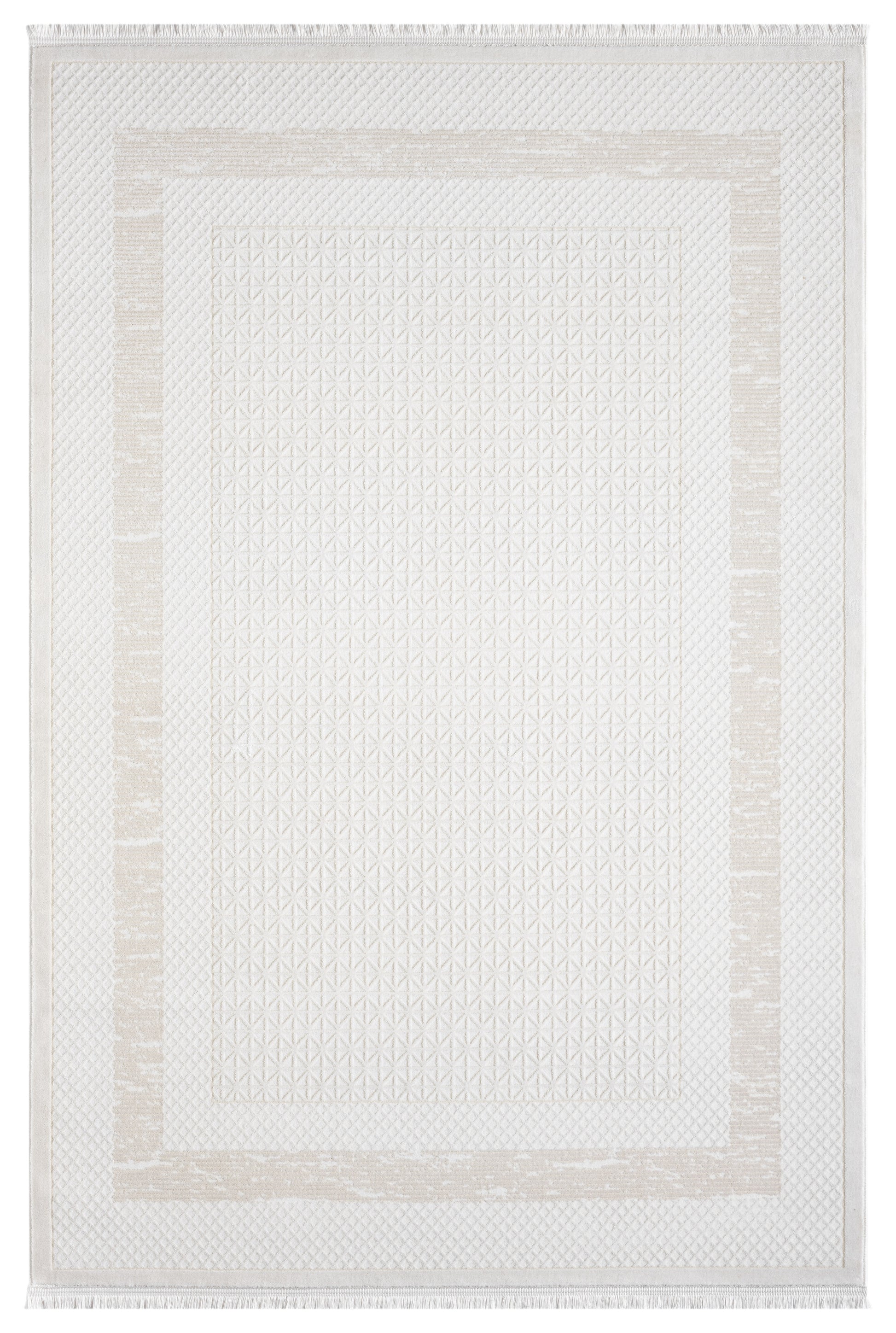 Krem Bej Geometrik Desenli Modern Halı-Pera Halı