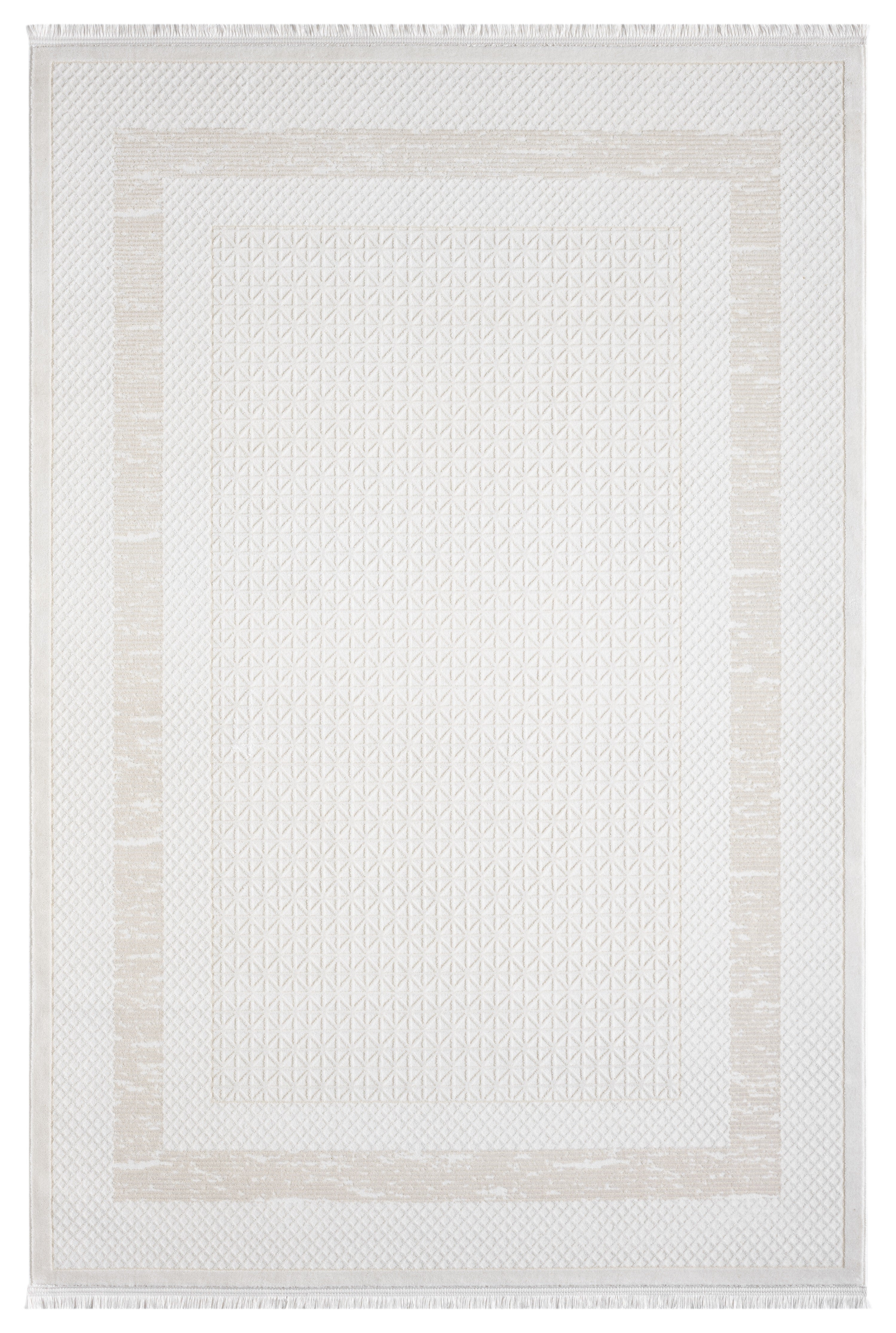 Krem Bej Geometrik Desenli Modern Halı-Pera Halı