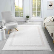 Krem Bej Geometrik Desenli Modern Halı-Pera Halı