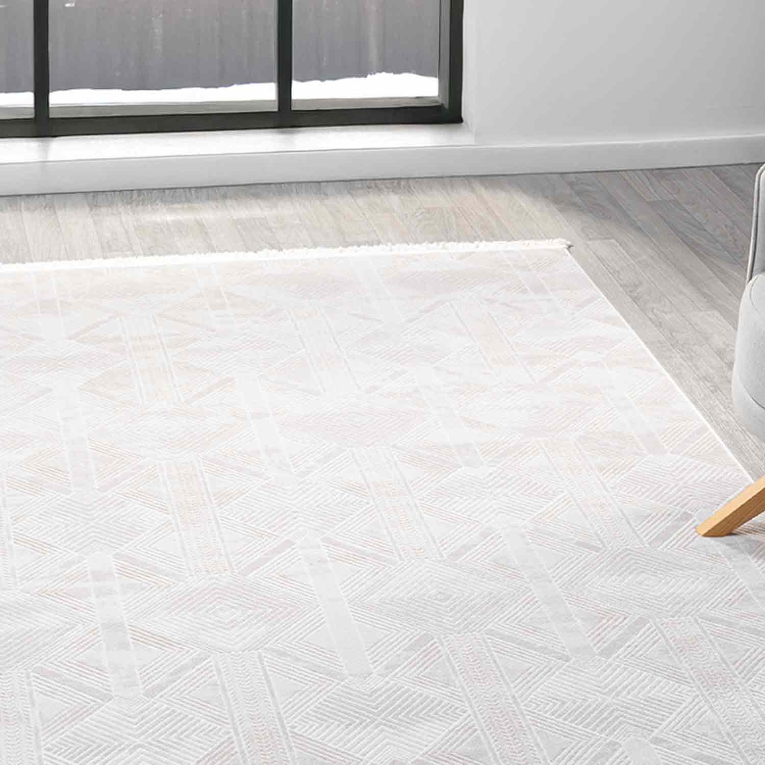 Krem Bej Geometrik Etnik Modern Halı-Pera Halı