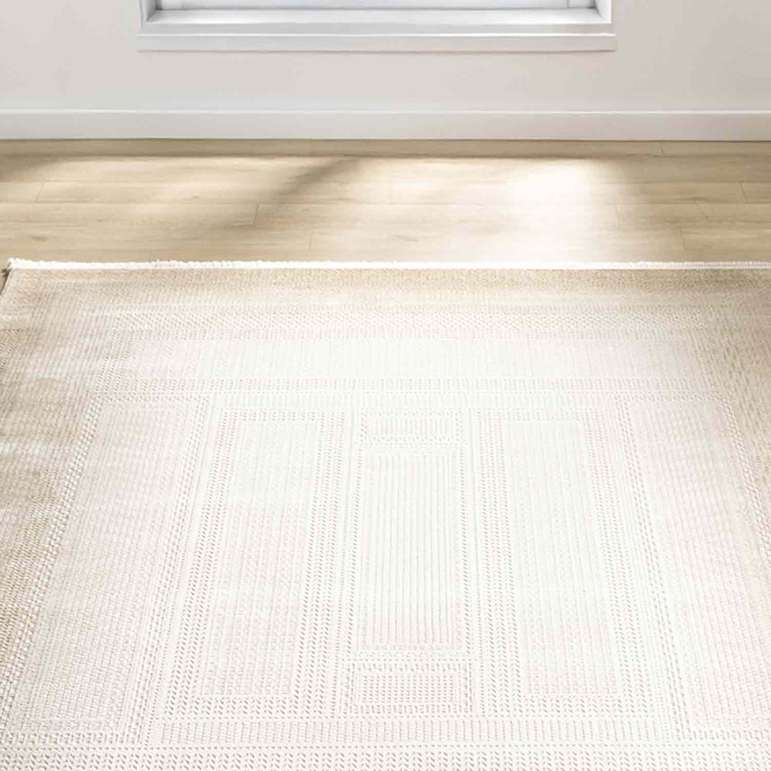 Krem Bej Gradien Bordürlü Modern Halı-Pera Halı