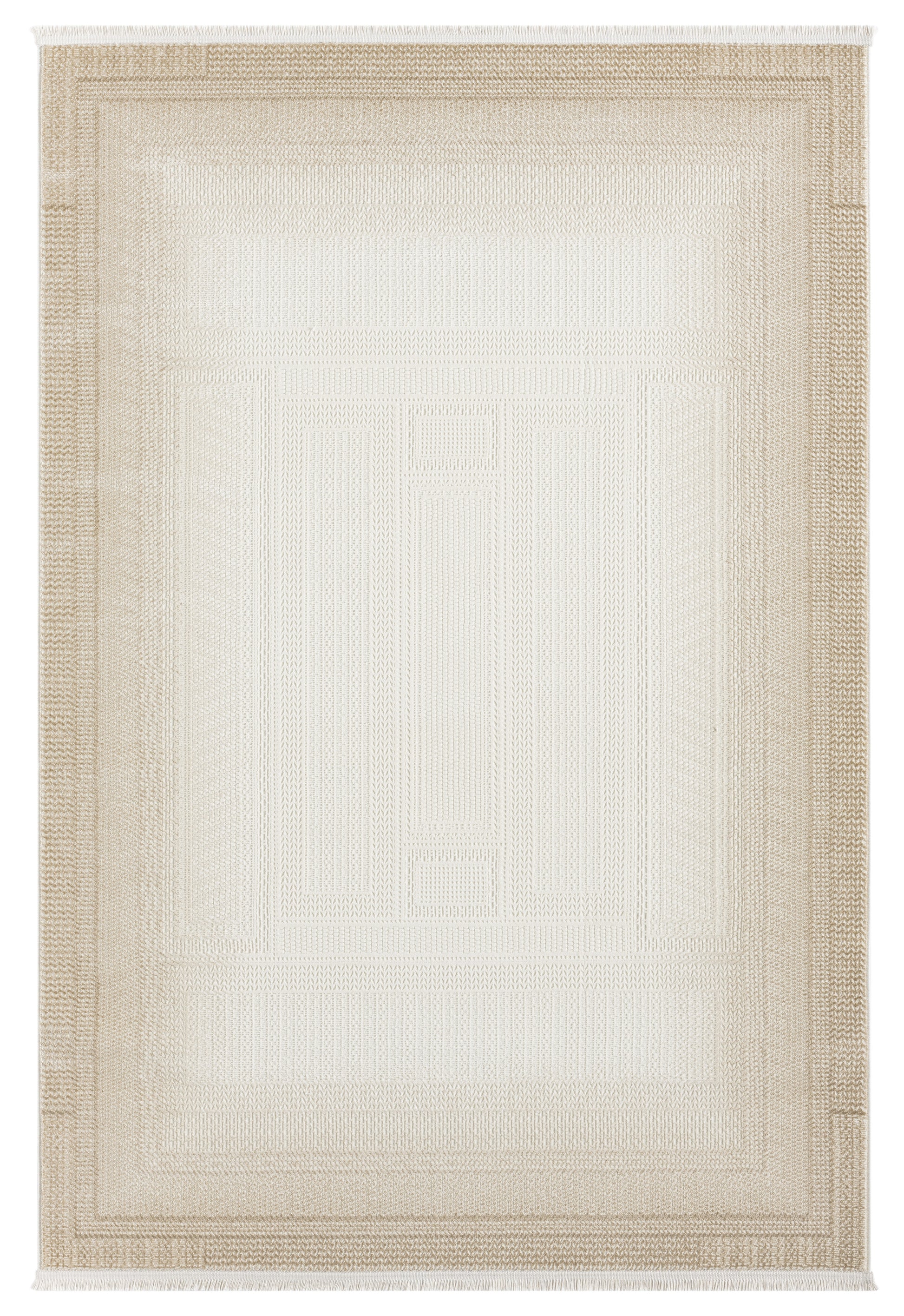 Krem Bej Gradien Bordürlü Modern Halı-Pera Halı