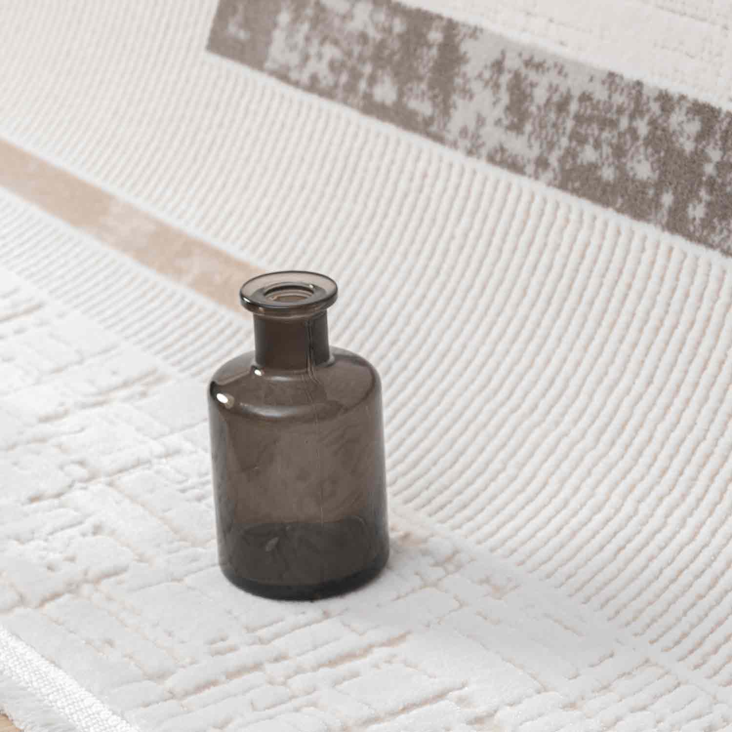 Krem Bej Kahve Yatay Blok Desenli Halı-Pera Halı