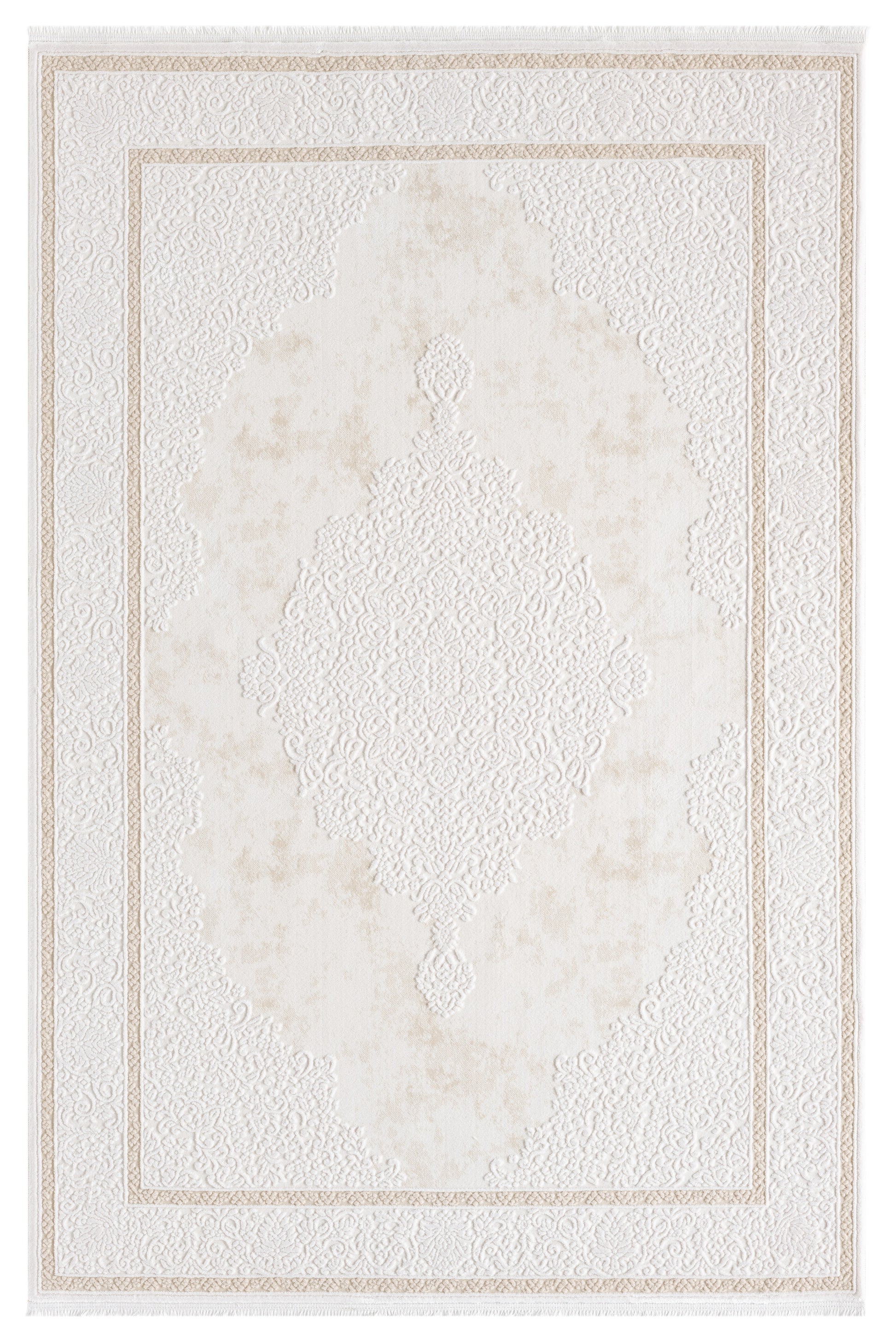 Krem Bej Klasik Madalyon Desenli Halı-Pera Halı