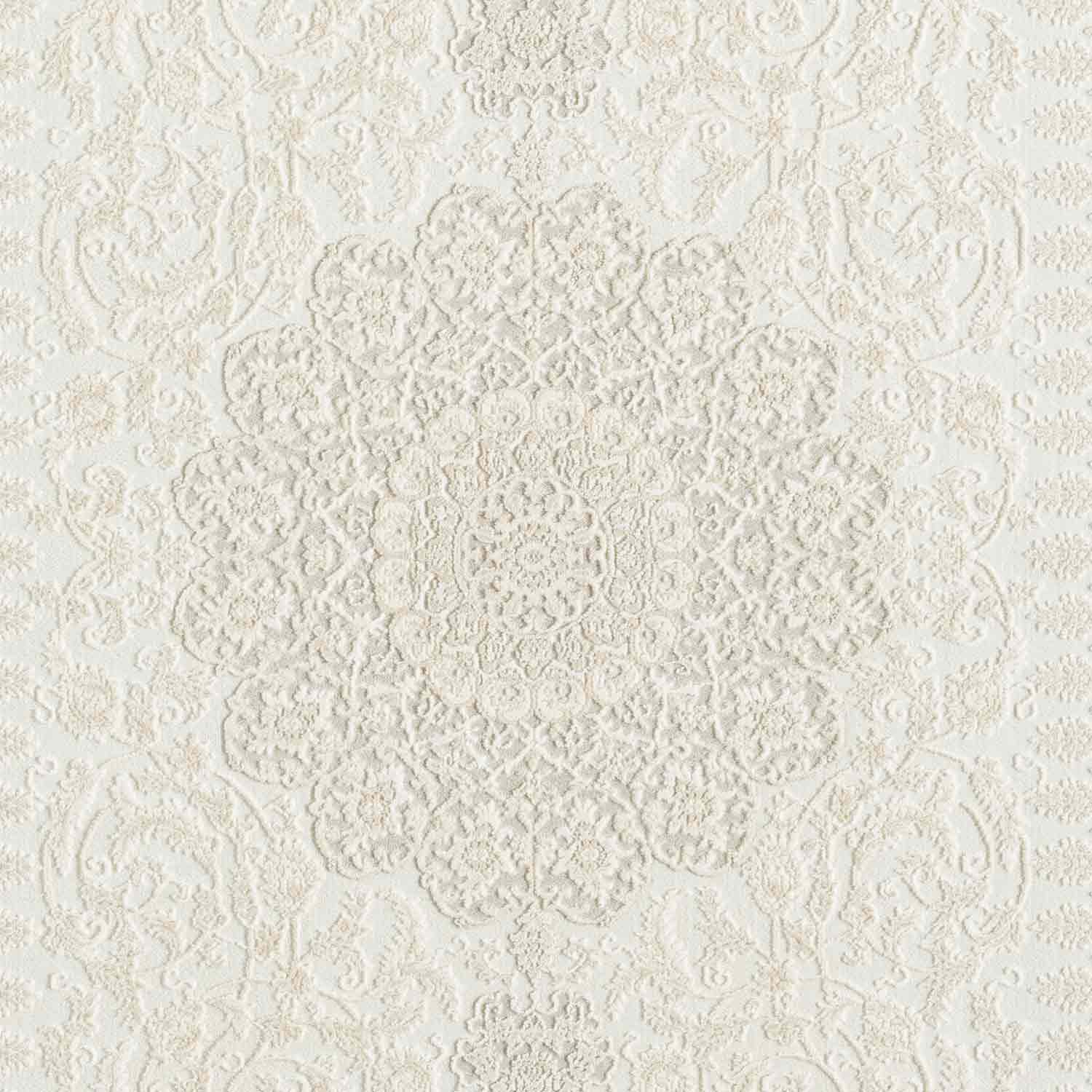 Krem Bej Klasik Medallion Desenli Halı-Pera Halı