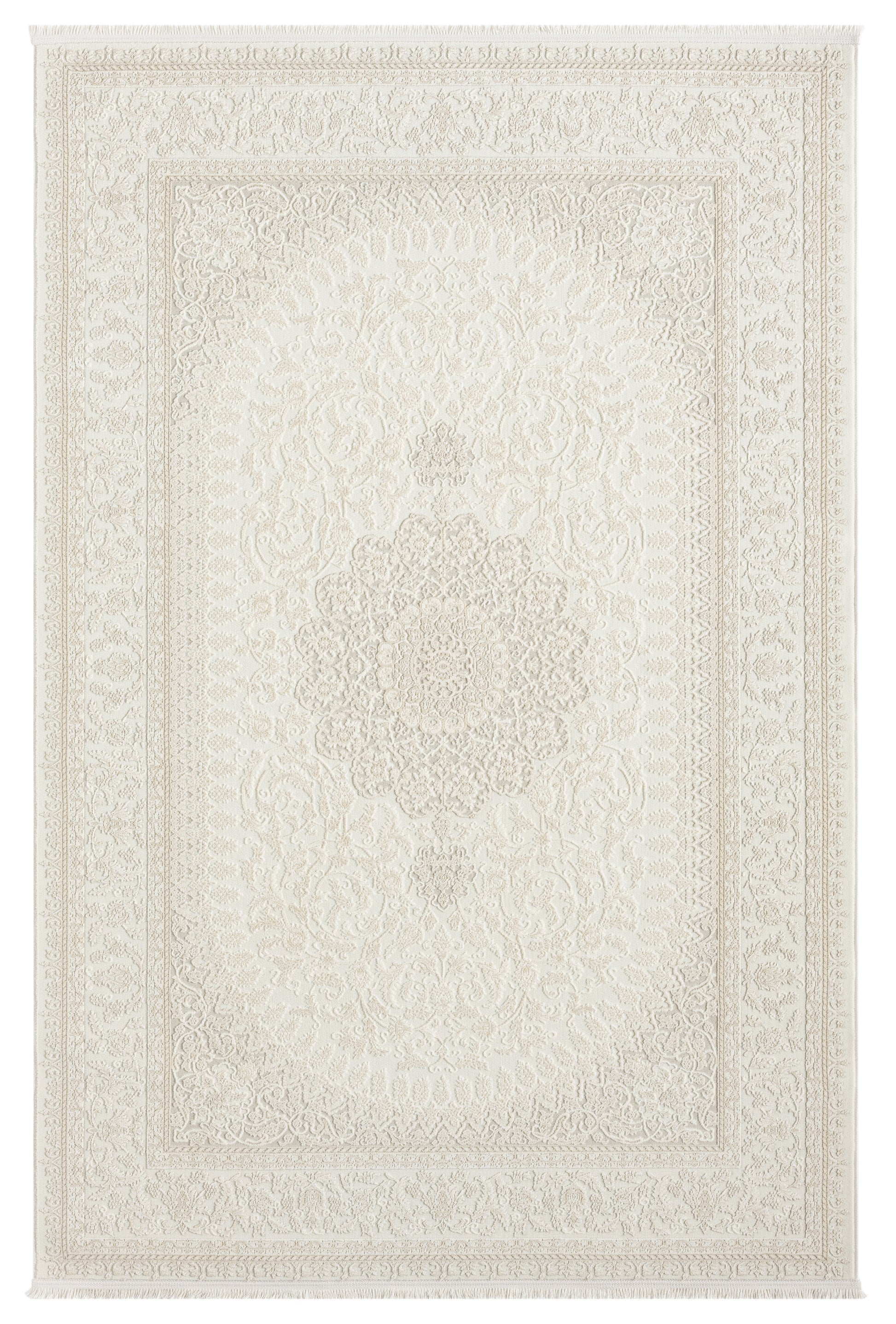 Krem Bej Klasik Medallion Desenli Halı-Pera Halı