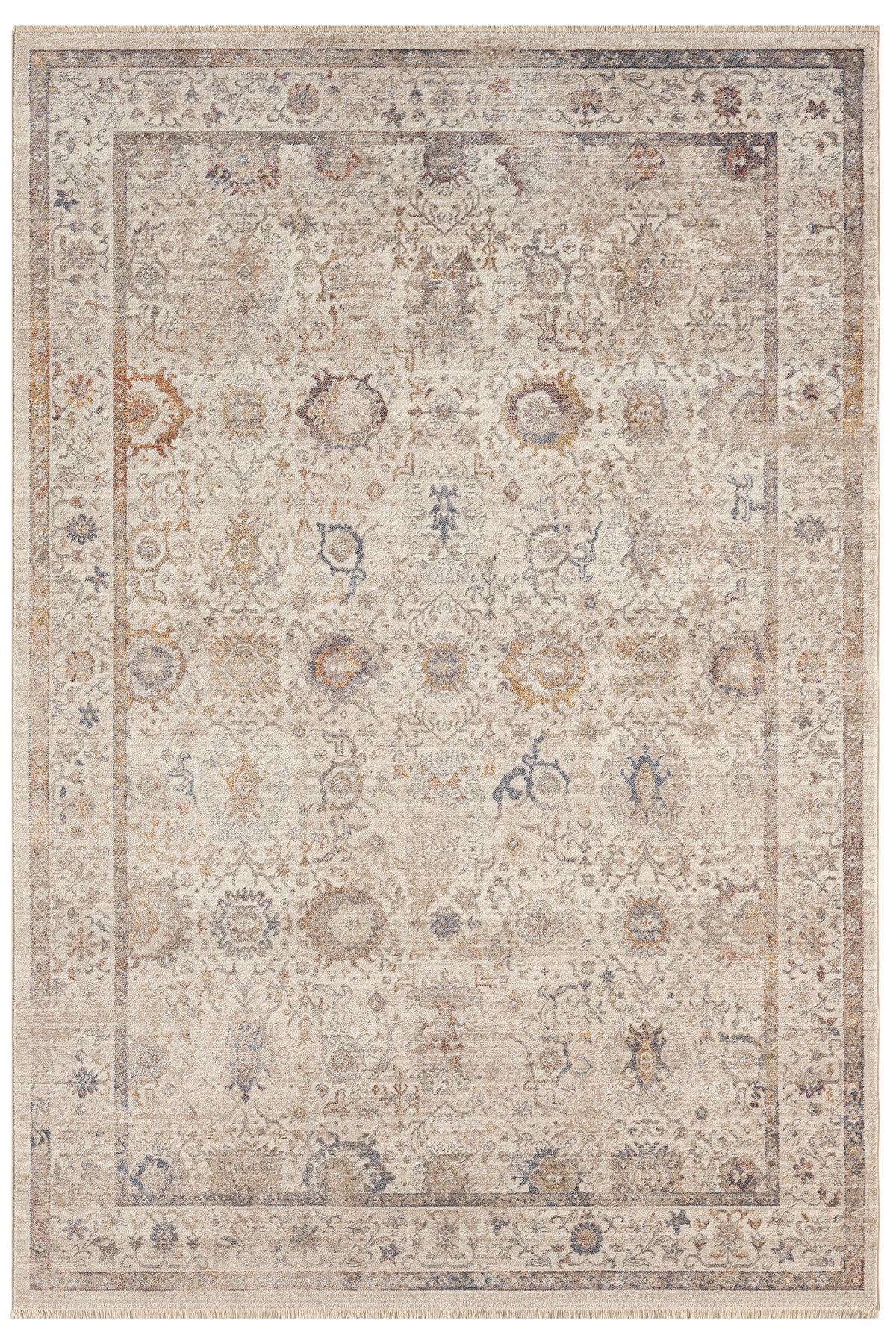 Krem Bej Soyut Eskitme Desenli Uşak Halı-Pera Halı