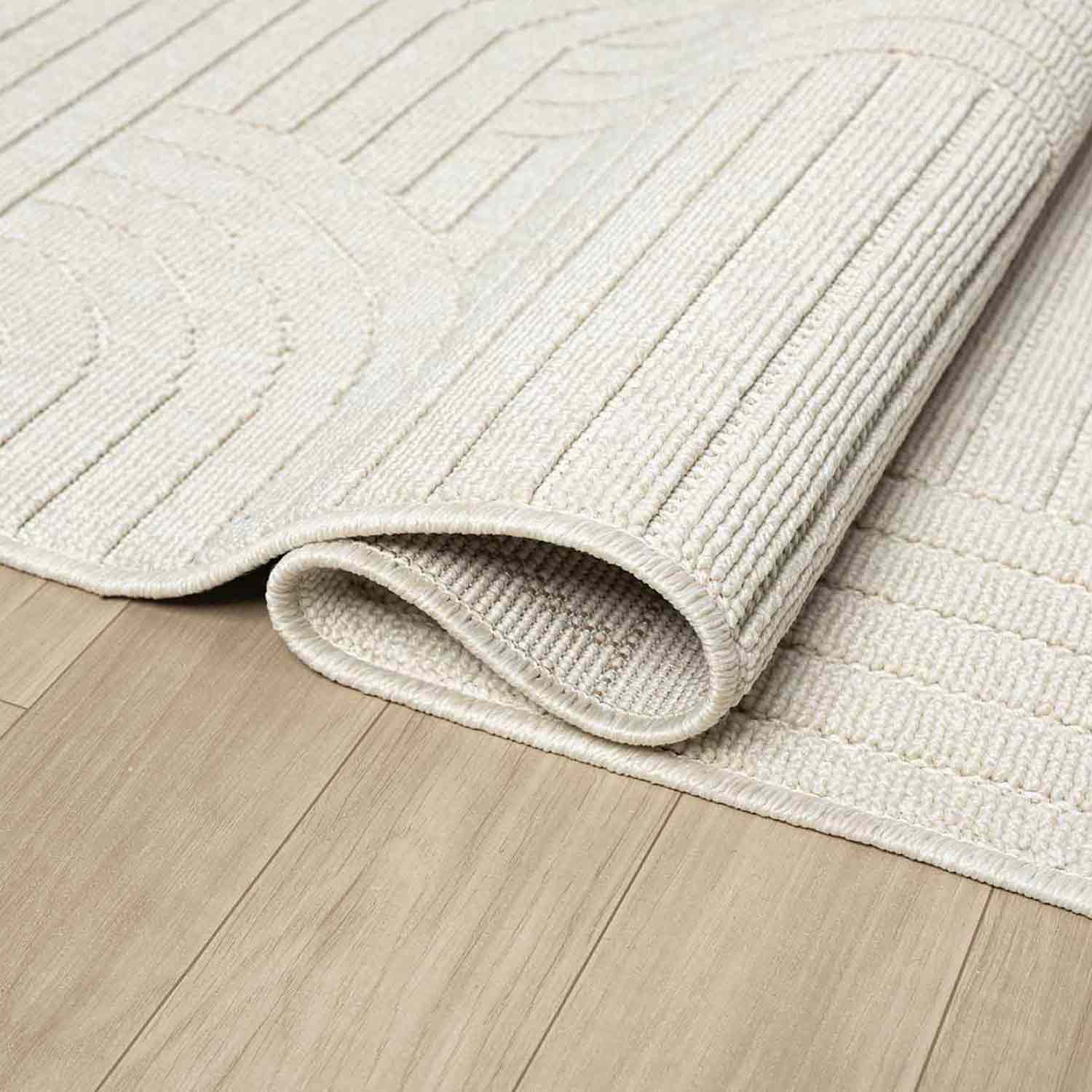 Krem Beyaz Geometrik Desenli Modern Halı-Pera Halı