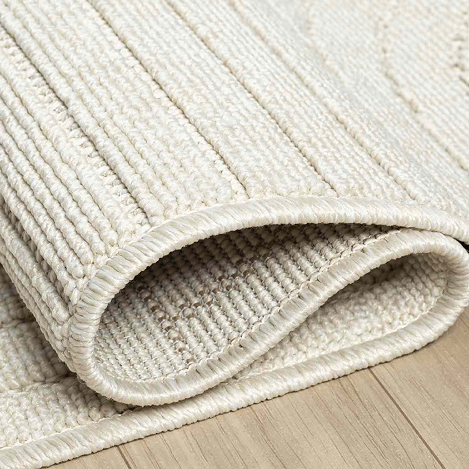 Krem Beyaz Geometrik Desenli Modern Halı-Pera Halı