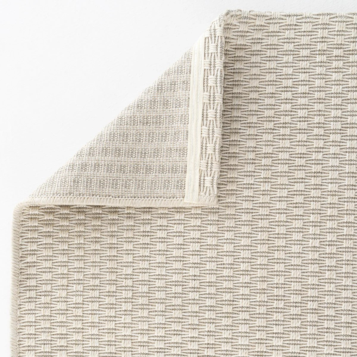 Krem Beyaz Hasır Dokulu Modern Halı-Pera Halı