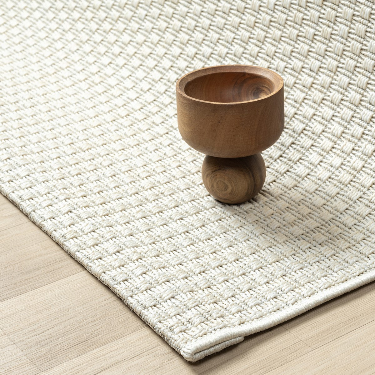 Krem Beyaz Hasır Dokulu Modern Halı-Pera Halı