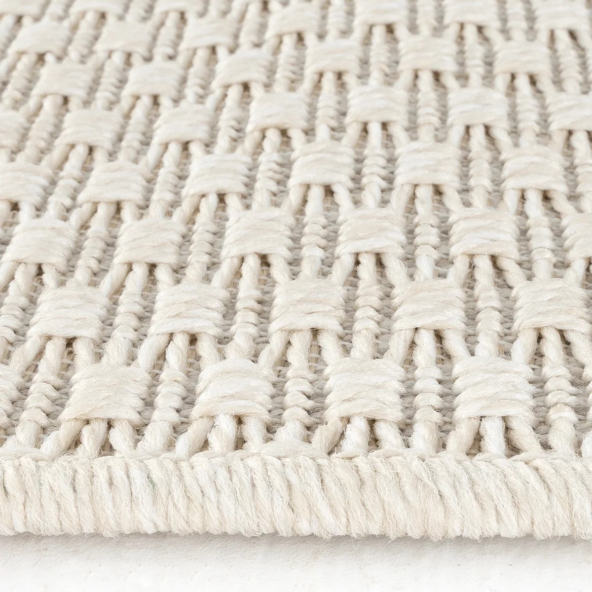 Krem Beyaz Hasır Dokulu Modern Halı-Pera Halı