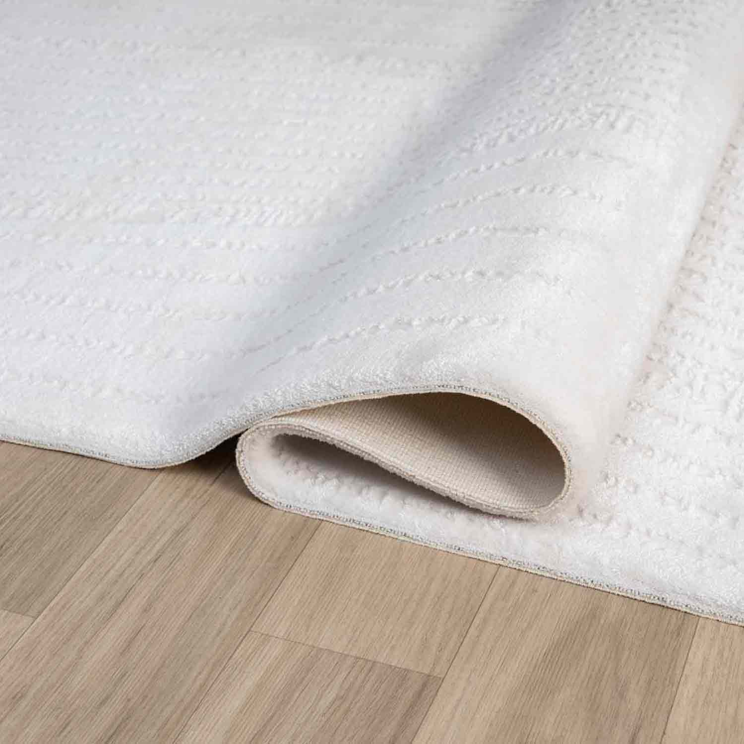 Krem Beyaz Kabartmalı Zikzak Çizgili Halı-Pera Halı