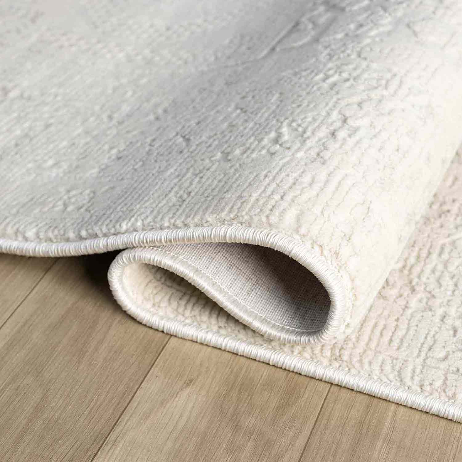 Krem Beyaz Minimal Eskitme Desenli Halı-Pera Halı