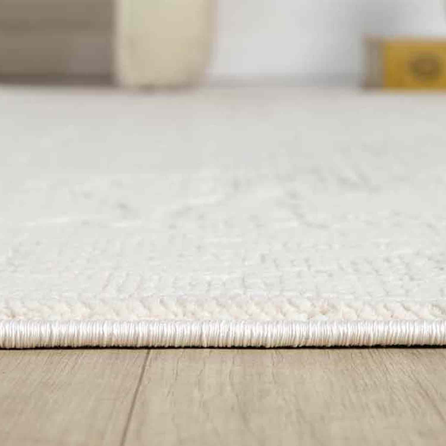 Krem Beyaz Minimal Eskitme Desenli Halı-Pera Halı