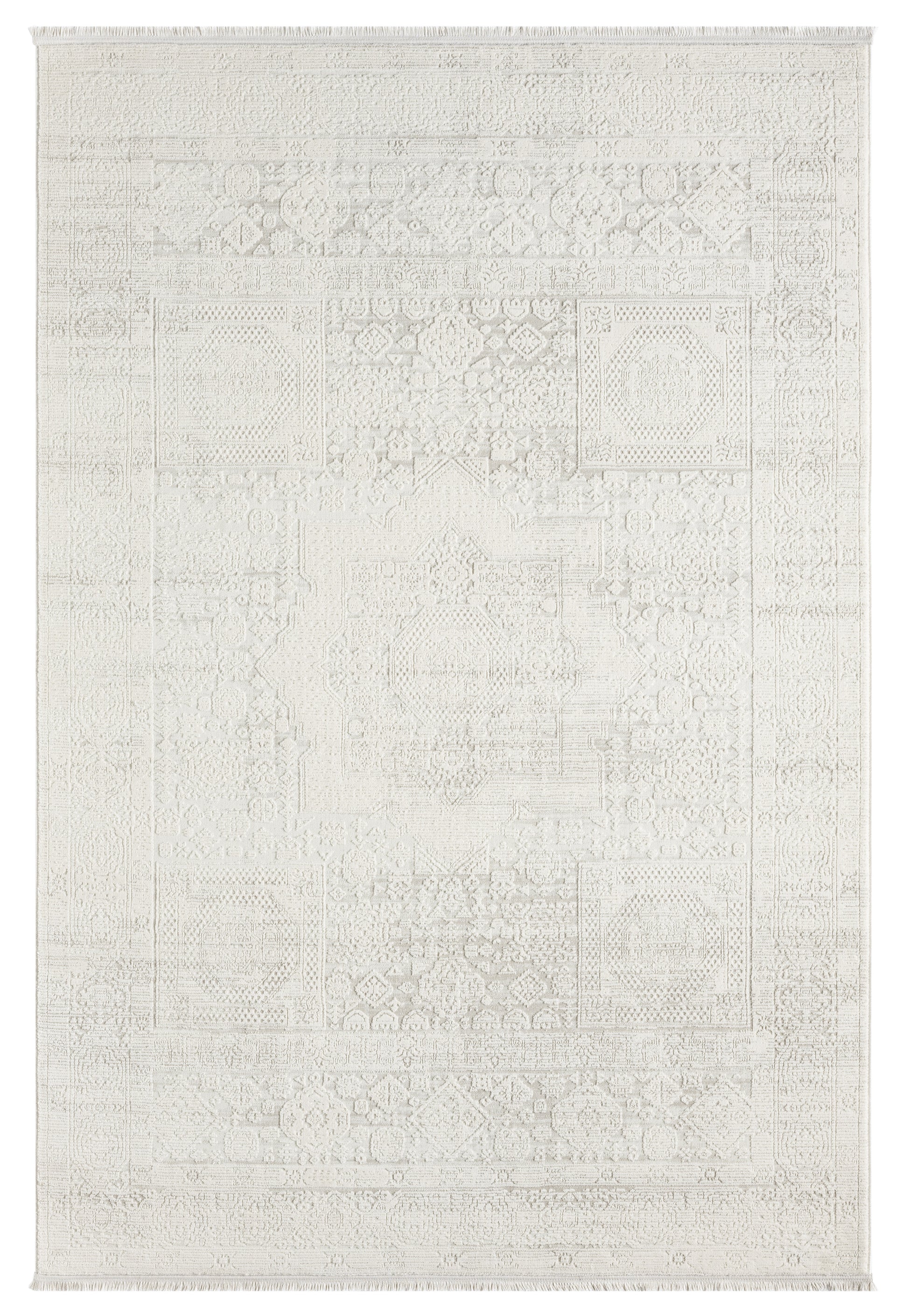 Krem Beyaz Minimal Eskitme Desenli Halı-Pera Halı