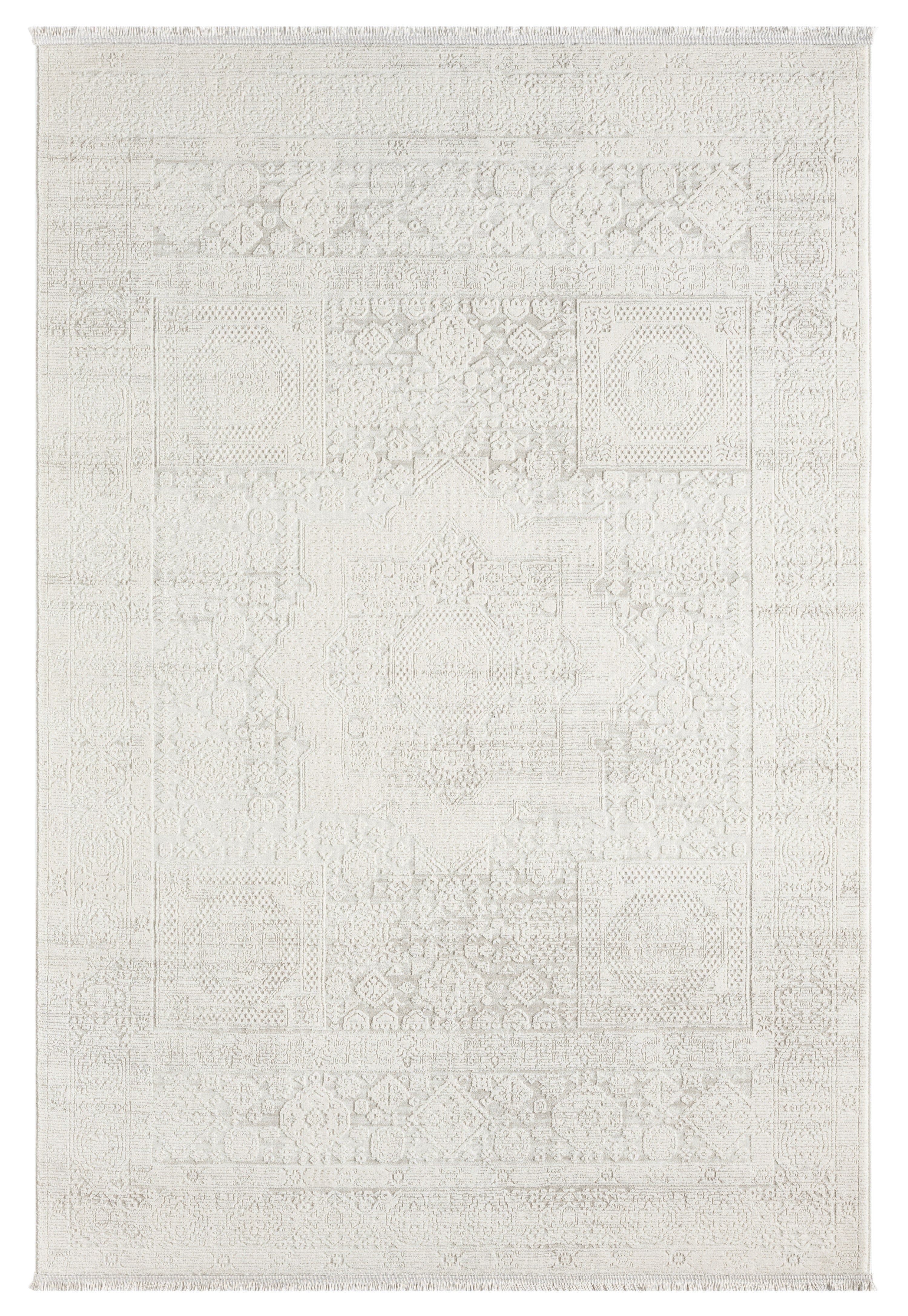 Krem Beyaz Minimal Eskitme Desenli Halı-Pera Halı