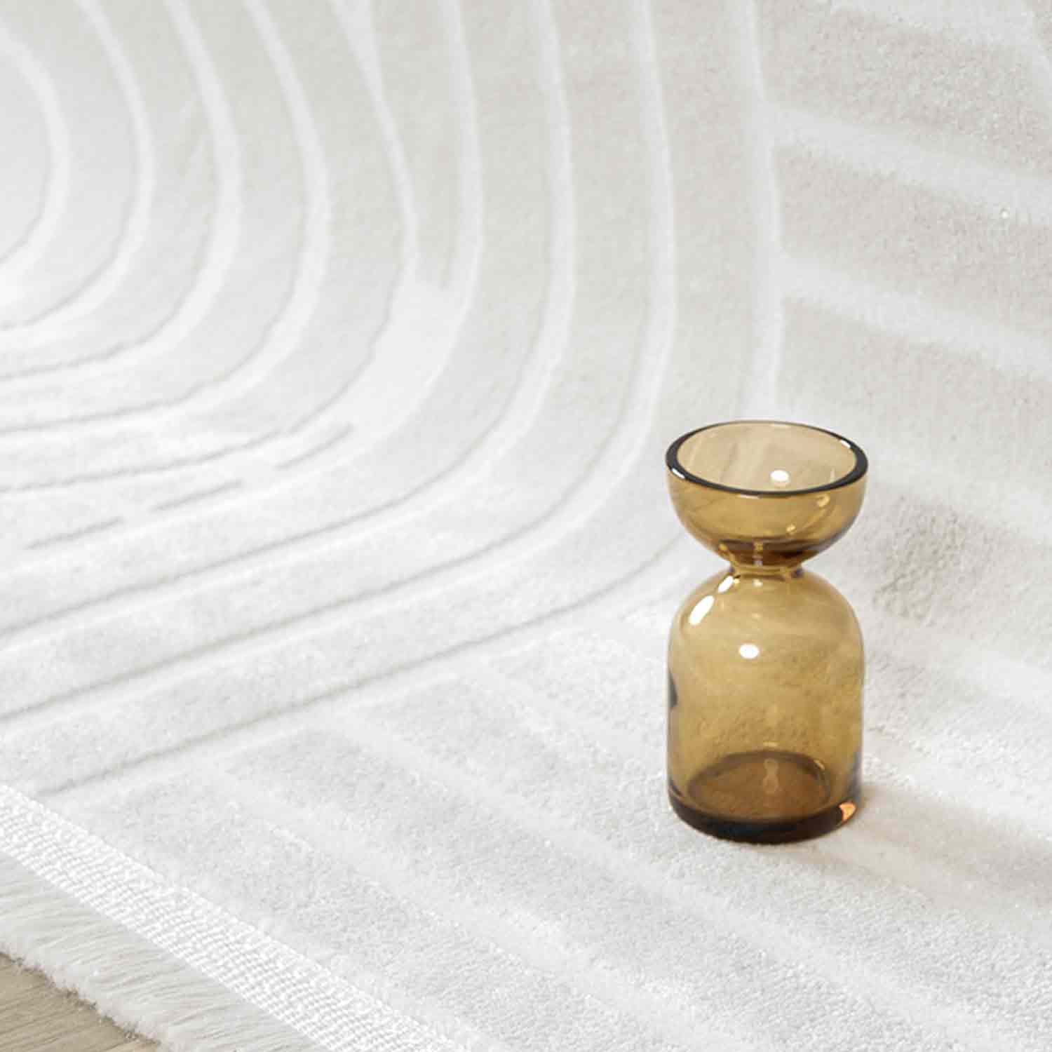 Krem Beyaz Yarım Daire Geometrik Modern Halı-Pera Halı