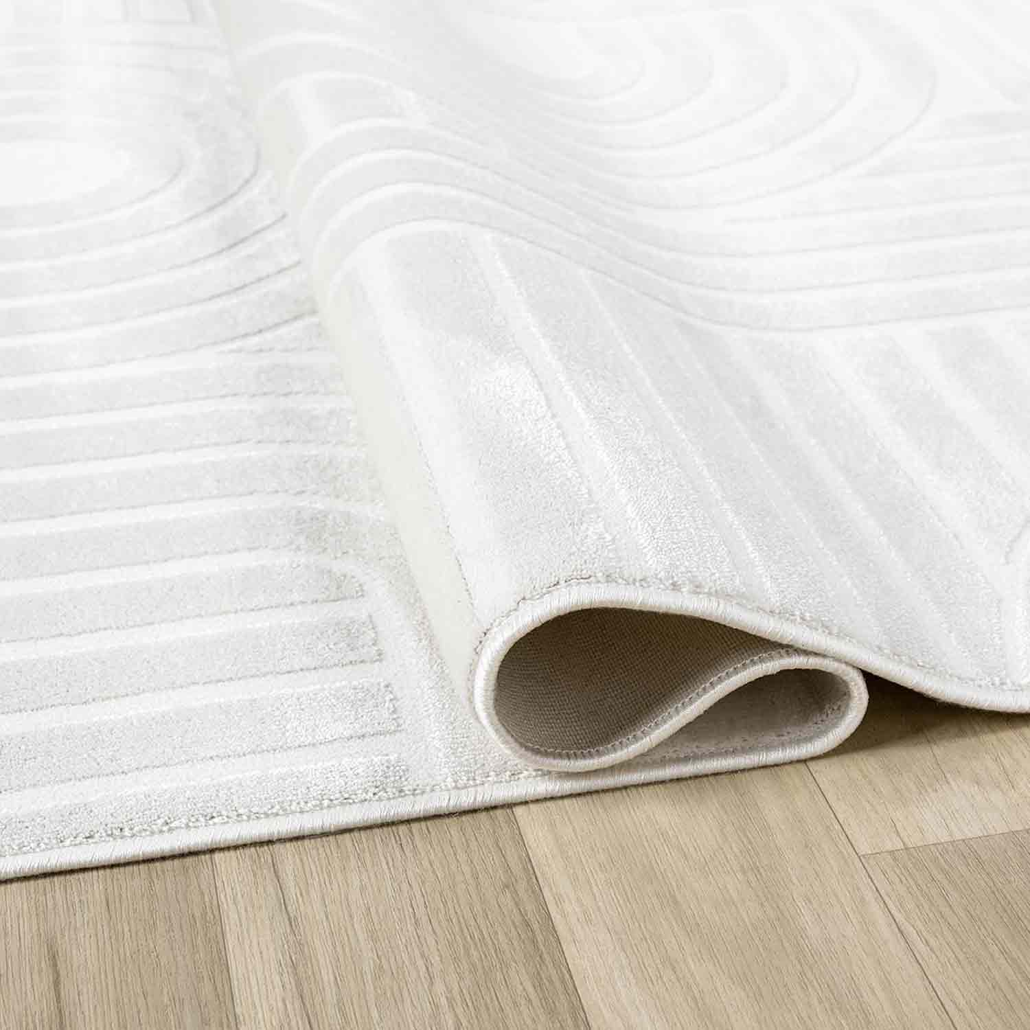 Krem Beyaz Yarım Daire Geometrik Modern Halı-Pera Halı