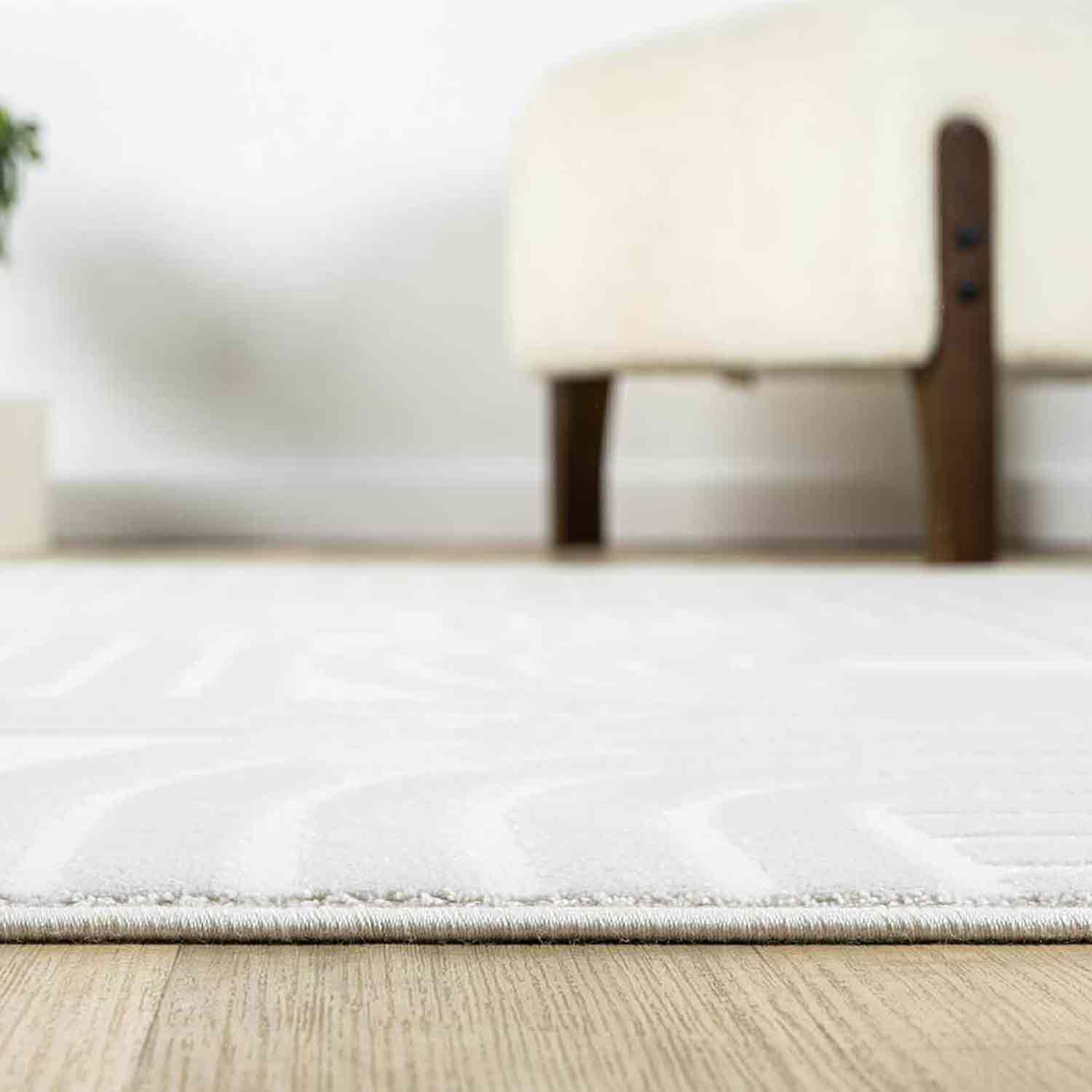 Krem Beyaz Yarım Daire Geometrik Modern Halı-Pera Halı