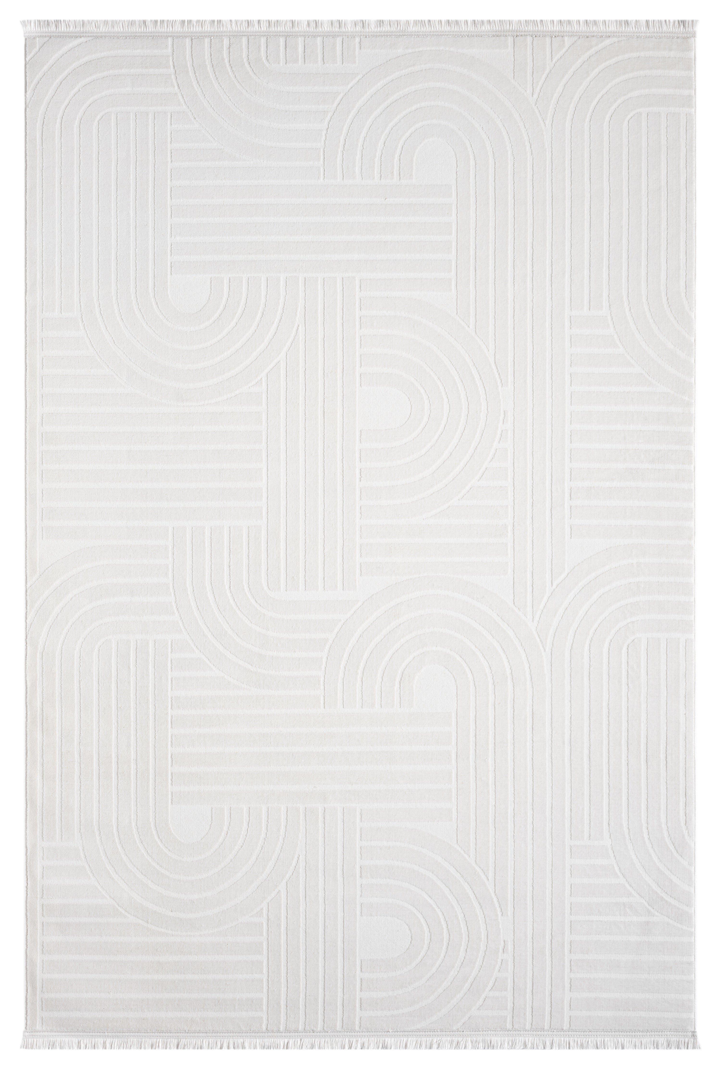 Krem Beyaz Yarım Daire Geometrik Modern Halı-Pera Halı