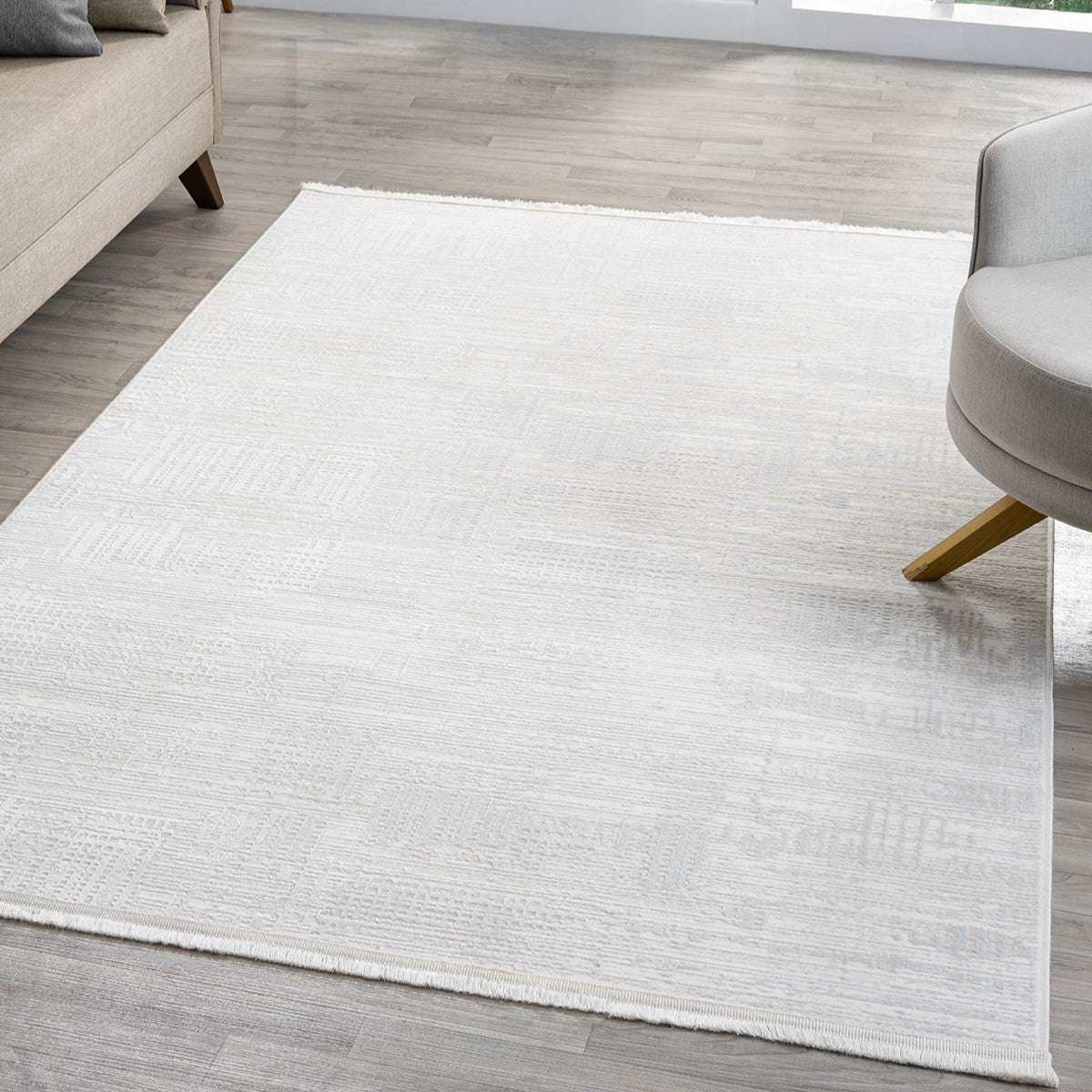 Krem BeyazSoyut Çizgisel Modern Halı-Pera Halı