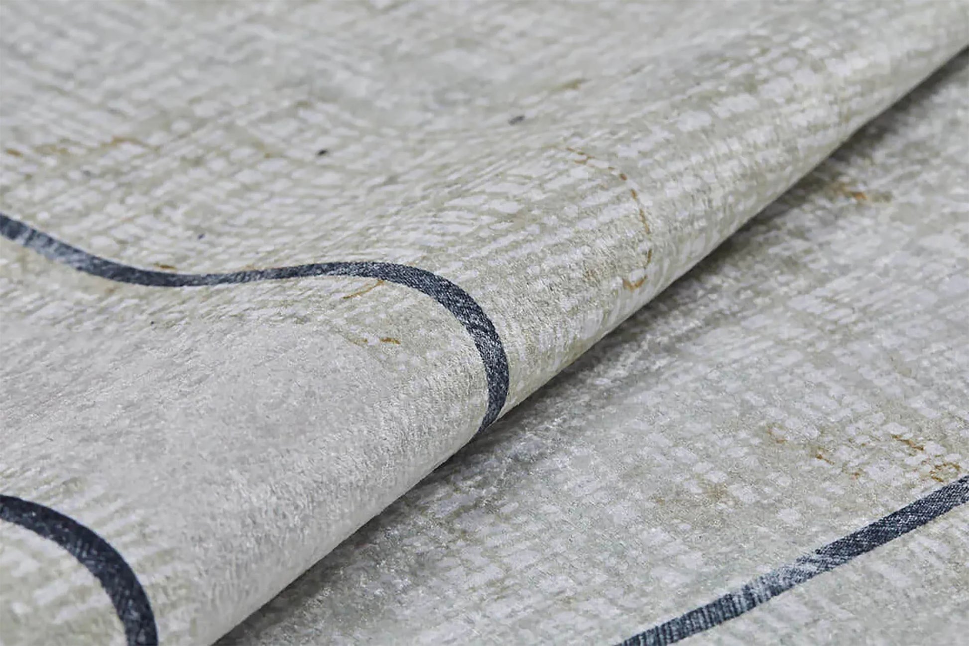 Krem Bordürlü Eskitme Desenli Modern Yıkanabilir Halı-Pera Halı