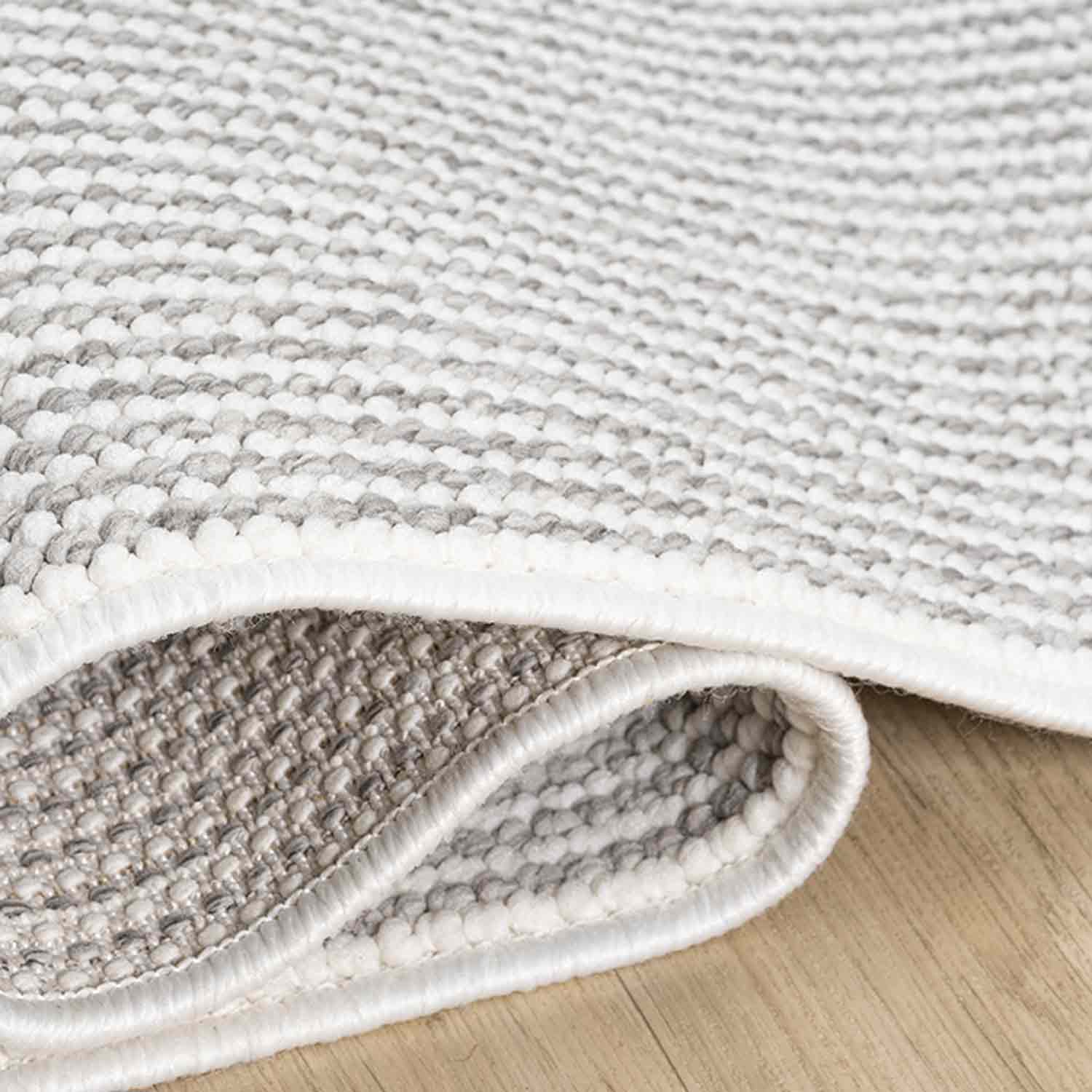 Krem Gri Bukle Dokulu Düz Renk Modern Halı-Pera Halı