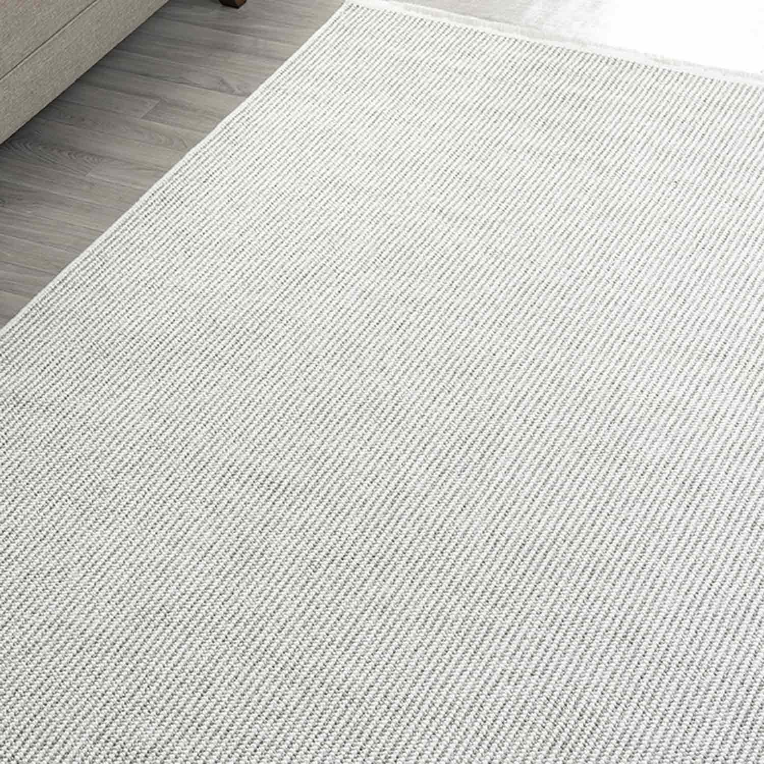 Krem Gri Bukle Dokulu Düz Renk Modern Halı-Pera Halı