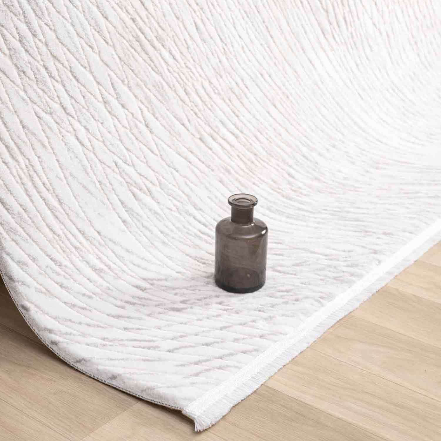 Krem Gri Soyut Çizgili Modern Halı-Pera Halı