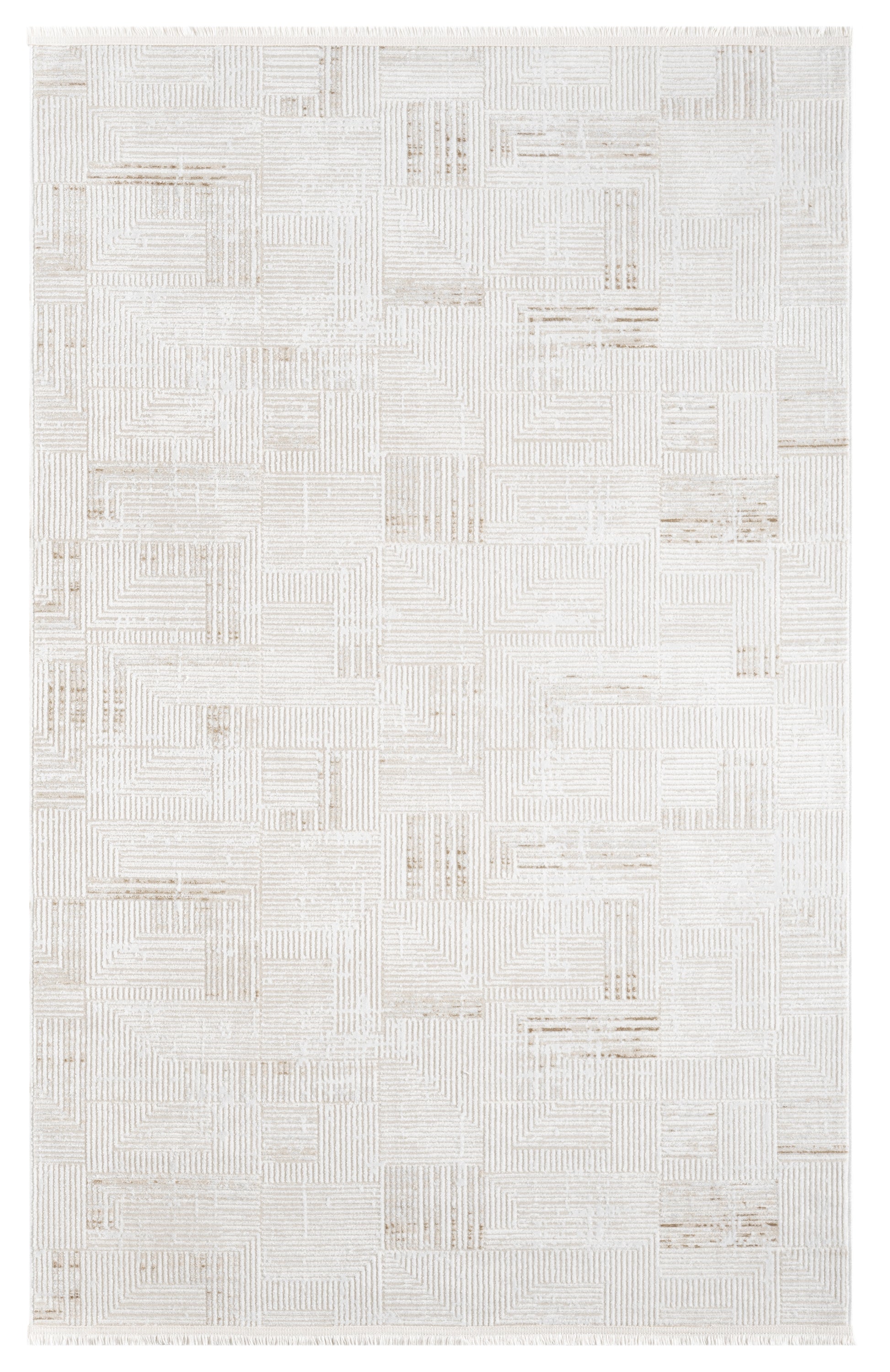 Krem Kahve Geometrik Modern Halı-Pera Halı